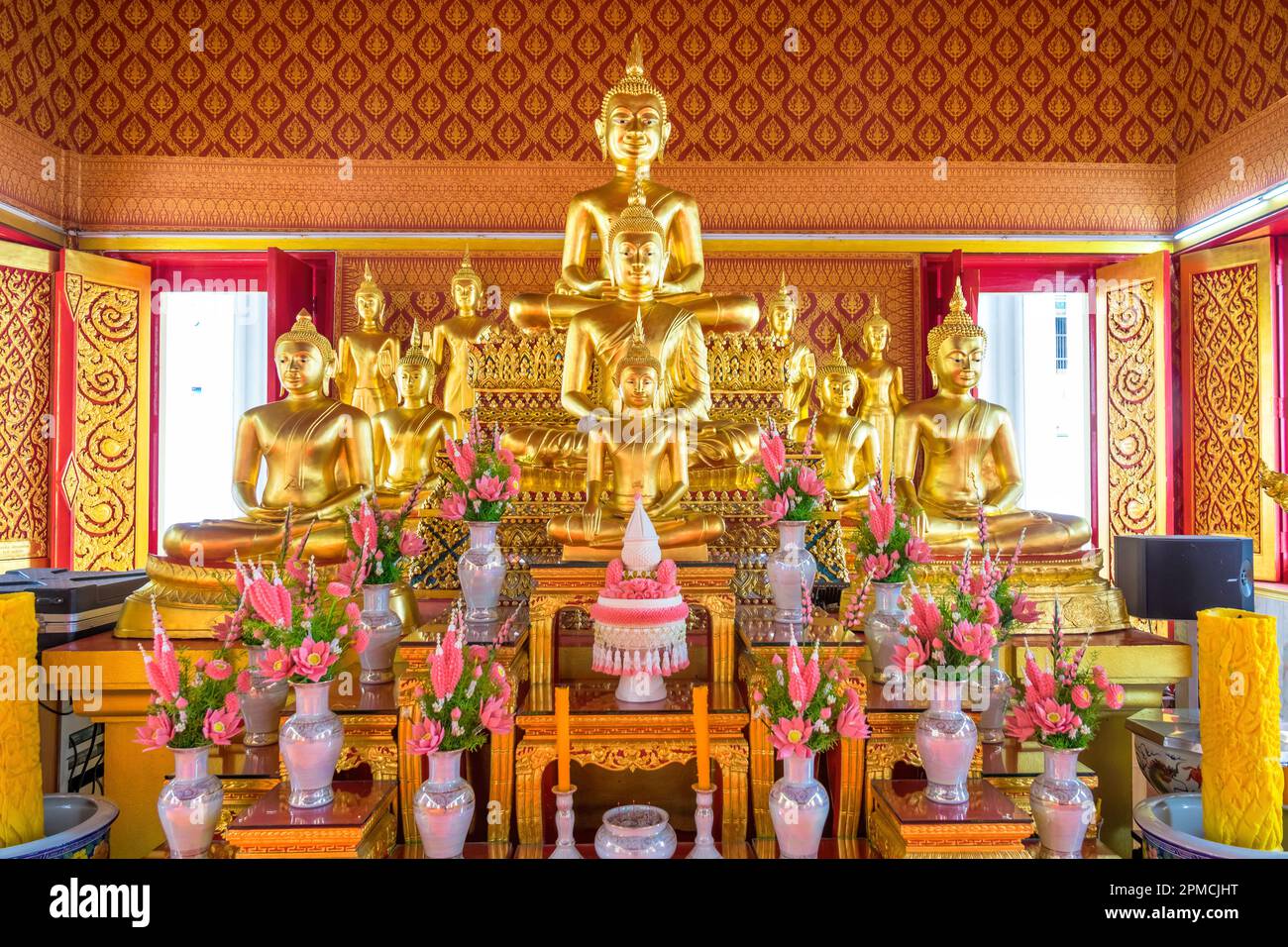 Buddha statues in Wat Phra Phiren, a small Buddhist temple in Bangkok