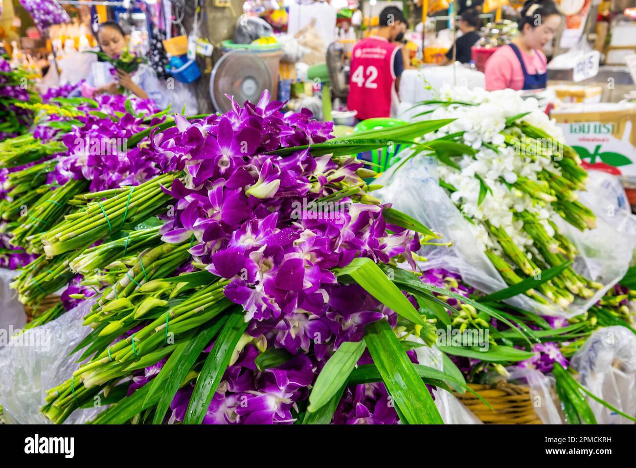Flowers in Pak Khlong Talat (Flower Market) in Bangkok, Thailand Stock