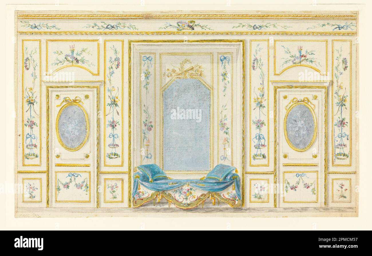 Drawing, Elevation of the Wall of a Salon; Designed by Pierre Ranson ...