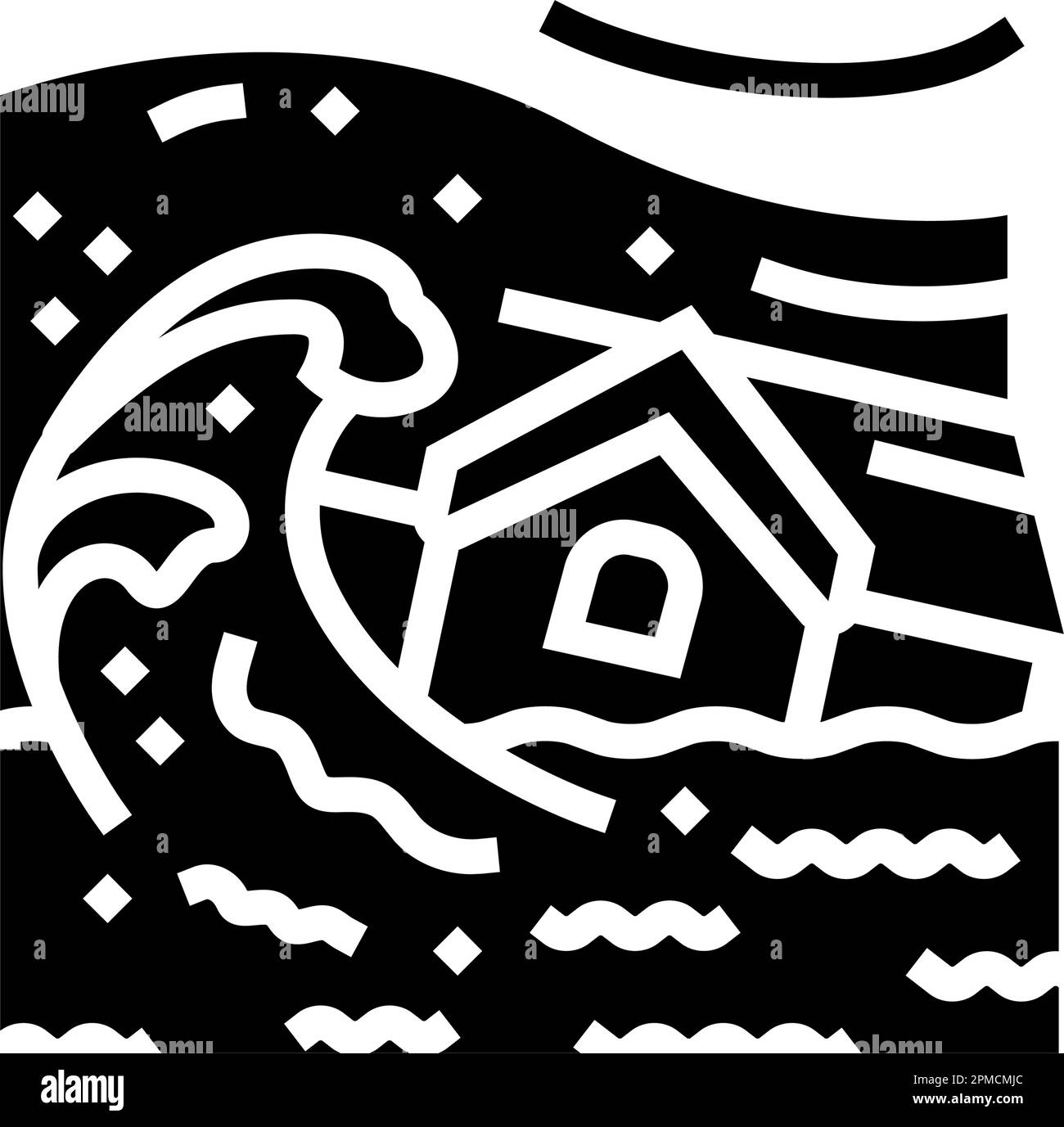 storm flood disaster glyph icon vector illustration Stock Vector Image ...