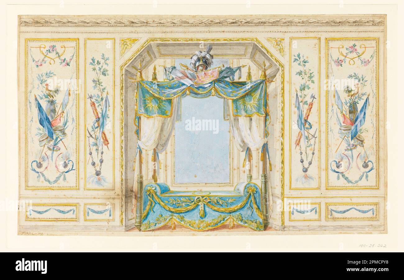 Drawing, Elevation of the Wall of a Bedroom with Alcove; Designed by ...