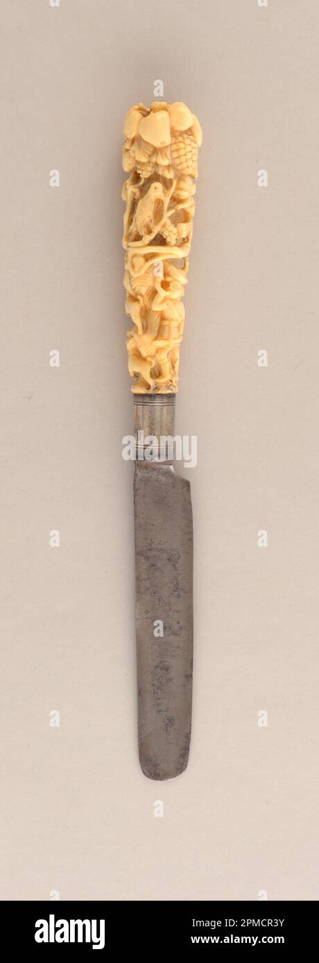 Knife (possibly Germany); ivory, steel, silver; L x W: 16.2 x 1.7 cm (6 3/8 x 11/16 in.); The Robert L. Metzenberg Collection, gift of Eleanor L. Metzenberg; 1985-103-161 Stock Photo
