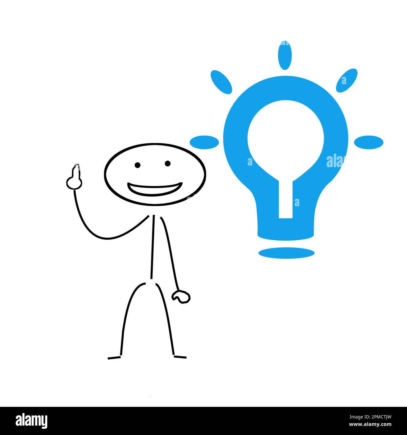 Stick figure with lightbulb Stock Photo Alamy