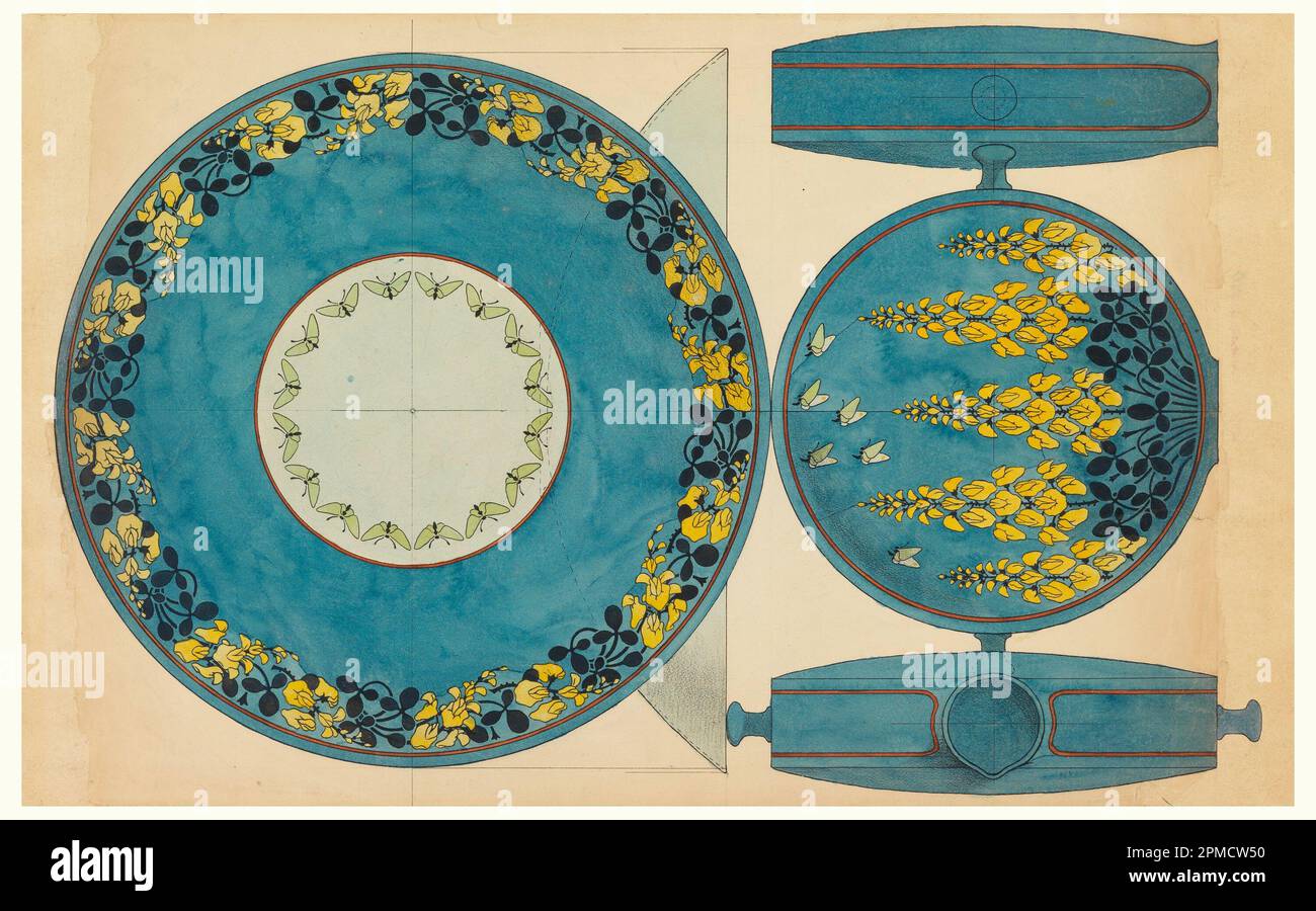 Drawing, Design for Pitcher and Basin; France; pen and black ink, brush and watercolor, graphite and black chalk on paper; 71.5 x 44.3 cm (28 1/8 x 17 7/16 in.) Stock Photo