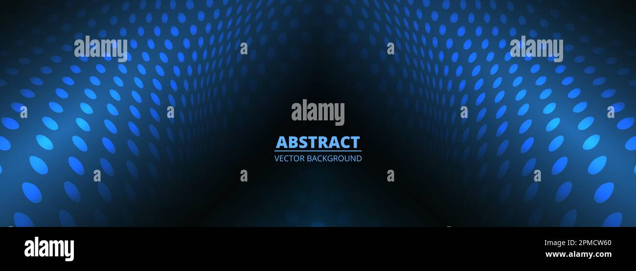 Dark blue abstract vector wide banner with blue particle dots. Vector ...