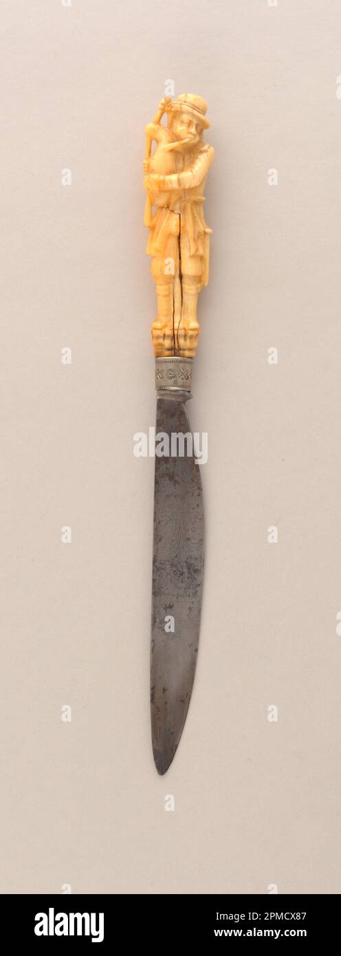 Knife (possibly England); ivory, silver, steel; L x W: 18.7 x 2 cm (7 3/8 x 13/16 in.); The Robert L. Metzenberg Collection, gift of Eleanor L. Metzenberg; 1985-103-173 Stock Photo