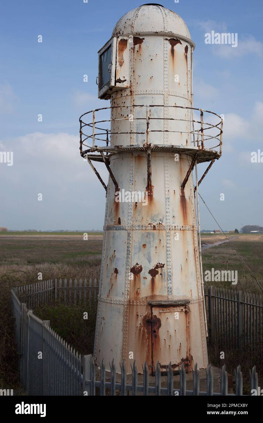 Thorngumbald Clough Low Lighthouse at Thorngumbald Clough Paull, East Yorkshire UK April 2023 Stock Photo