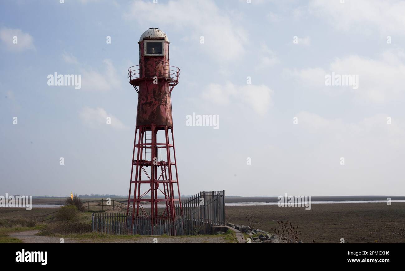 Thorngumbald Clough High Lighthouse at Thorngumbald Clough Paull, East Yorkshire UK April 2023 Stock Photo