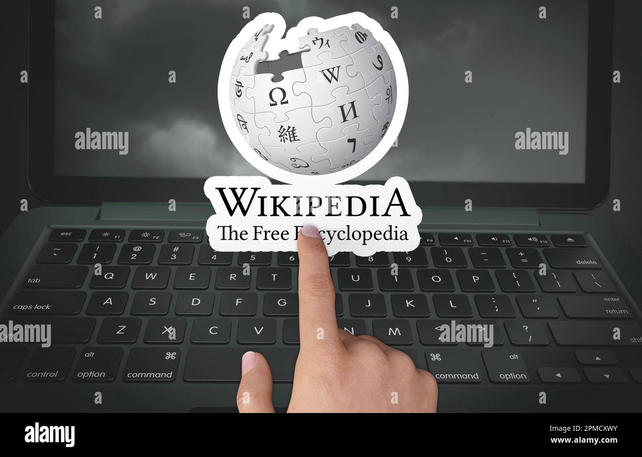 wikipedia, logo design for use on social media and news sites Stock Photo