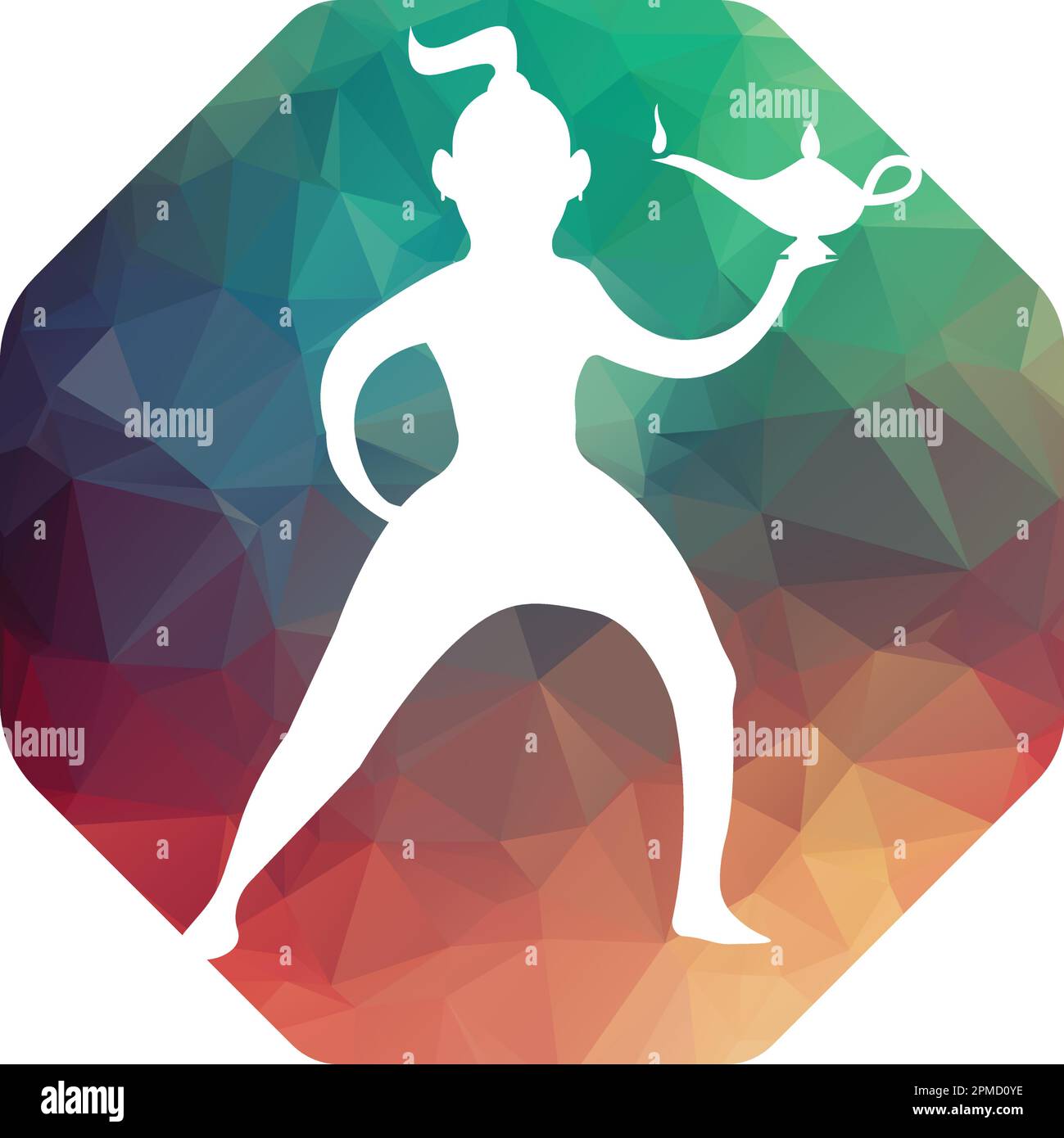 Genie Logo Design. Magic Fantasy genie concept logo. genie with action