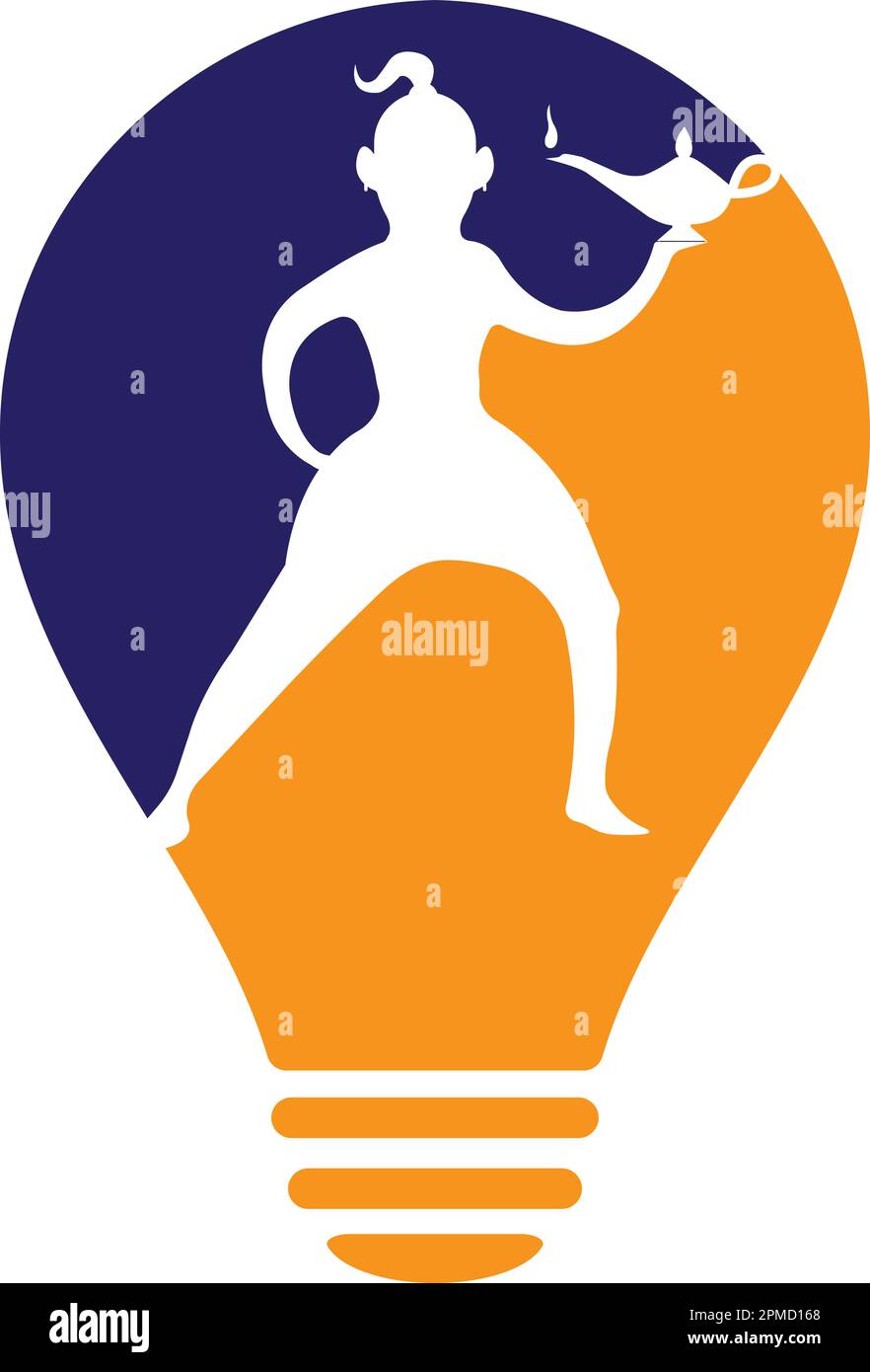 Genie Logo Design. Magic Fantasy genie concept logo. genie with action