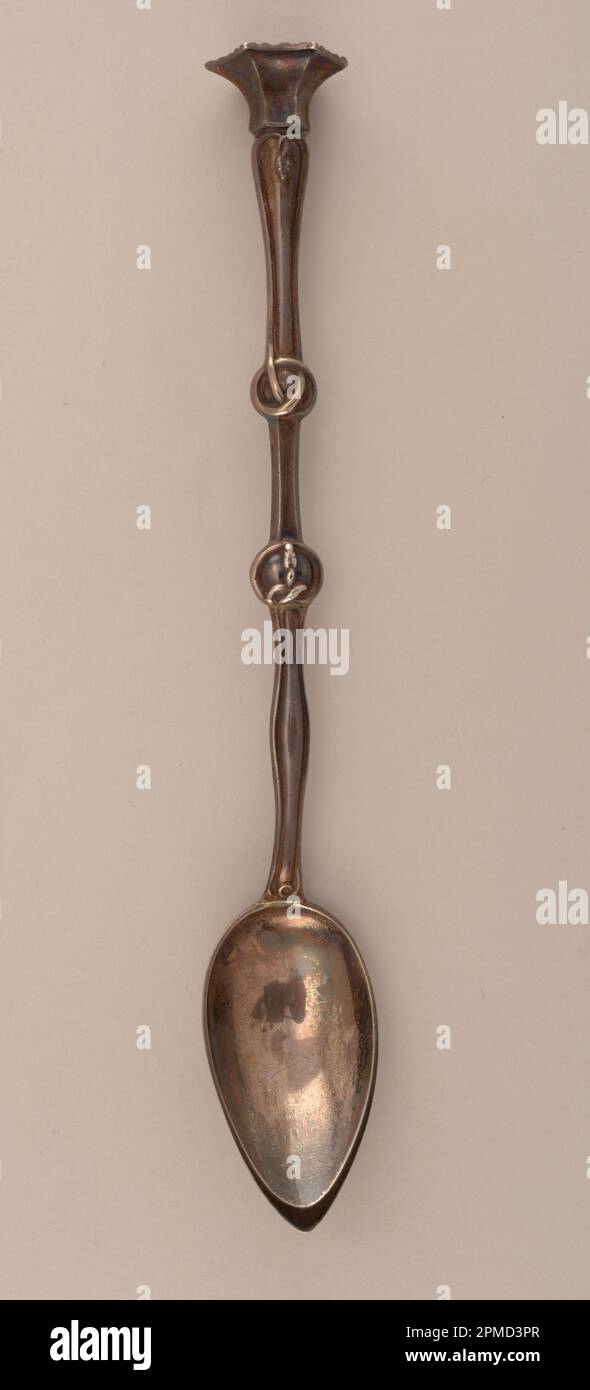 Spoon (France); Made by Phillipe Berthier; silver; L x W x D: 18.4 x 2.8 x 2.1 cm (7 1/4 x 1 1/8 x 13/16 in.) Stock Photo