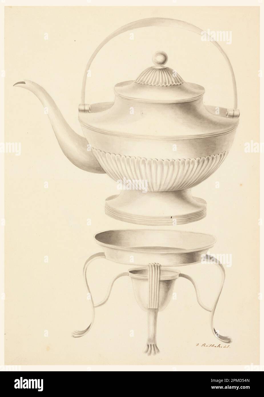 Drawing, Design for a Water Kettle with Stand; Designed by Joseph Anton