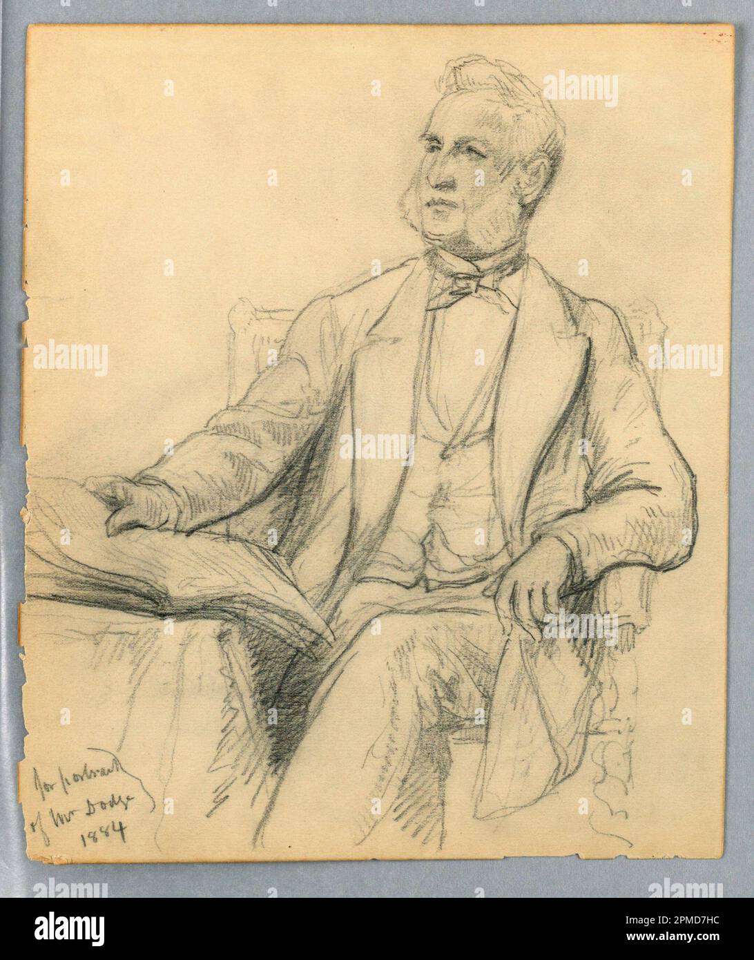 Drawing, William E. Dodge Seated; Daniel Huntington (American, 1816–1906); Sitter: William E. Dodge; USA; graphite on buff wove paper; 25.2 x 21.2 cm (9 15/16 x 8 3/8 in.); Bequest of Erskine Hewitt; 1938-57-1041 Stock Photo