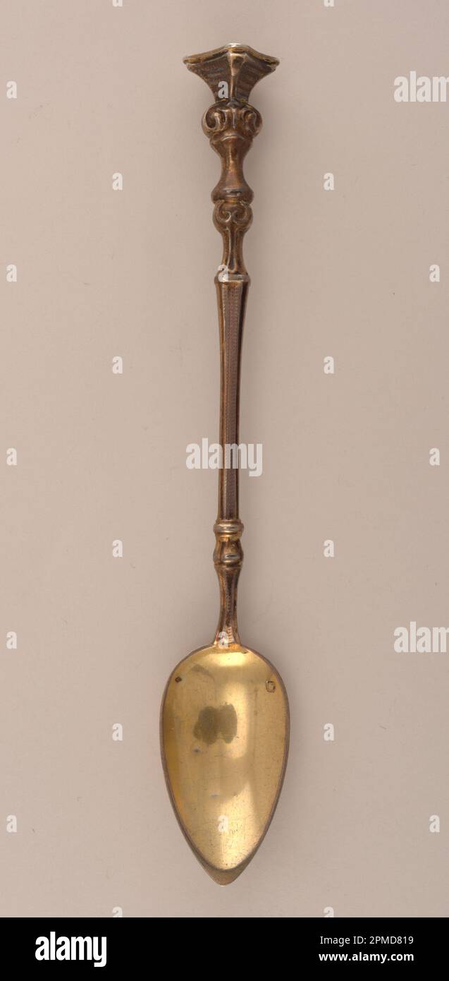 Spoon (France); Made by Louis-Emile Lecornet; silver, gilt; L x W x D: 18.4 x 3 x 2.3 cm (7 1/4 x 1 3/16 x 7/8 in.) Stock Photo