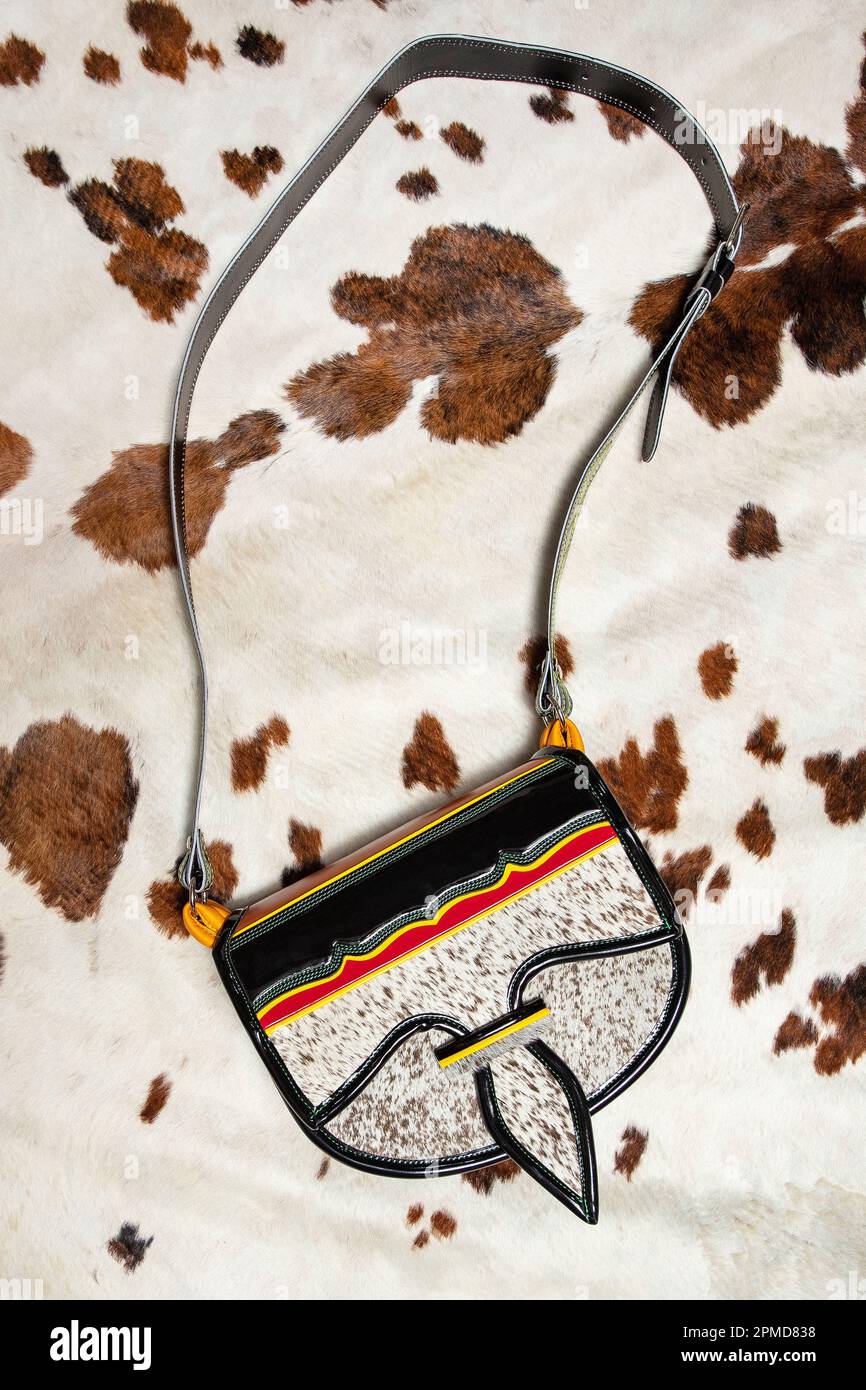 Traditional carriel paisa - Leather bag made in Jerico antioquia Stock