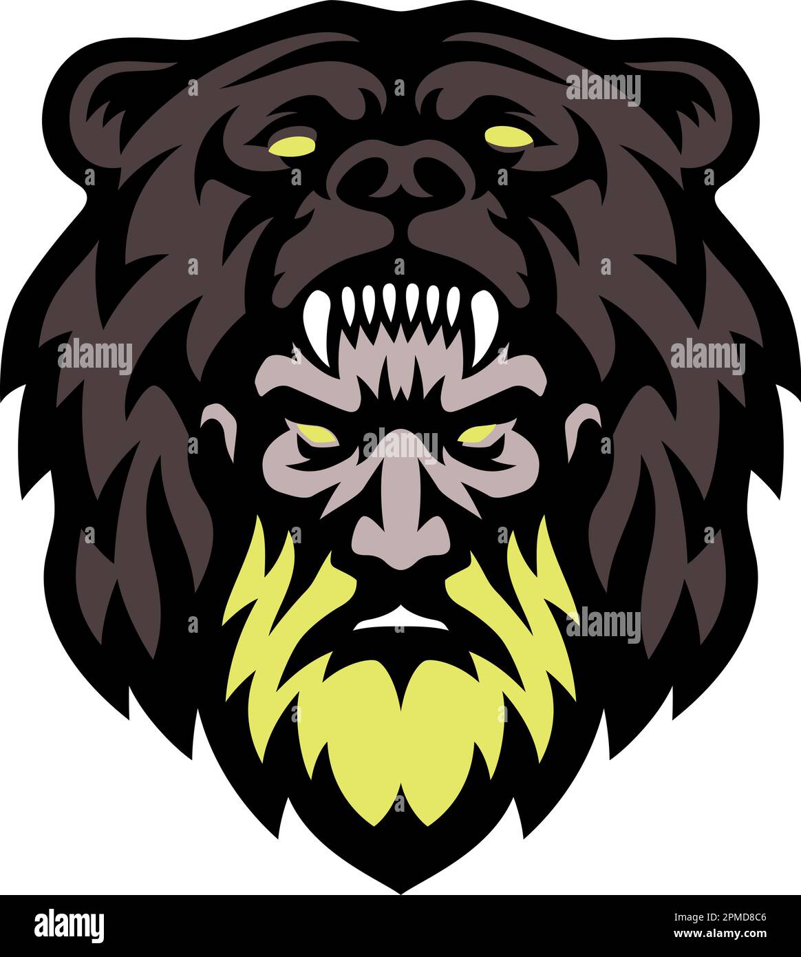 Berserker The Warrior Wearing Bear Head Skin Mascot Design Stock Vector