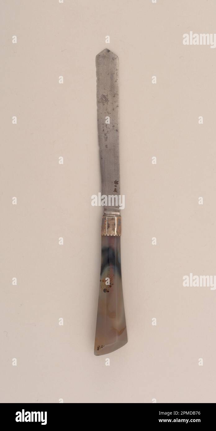 Knife (possibly Germany); steel, silver, agate; L x W: 19.6 x 2.1 cm (7 11/16 x 13/16 in.); The Robert L. Metzenberg Collection, gift of Eleanor L. Metzenberg; 1985-103-120 Stock Photo