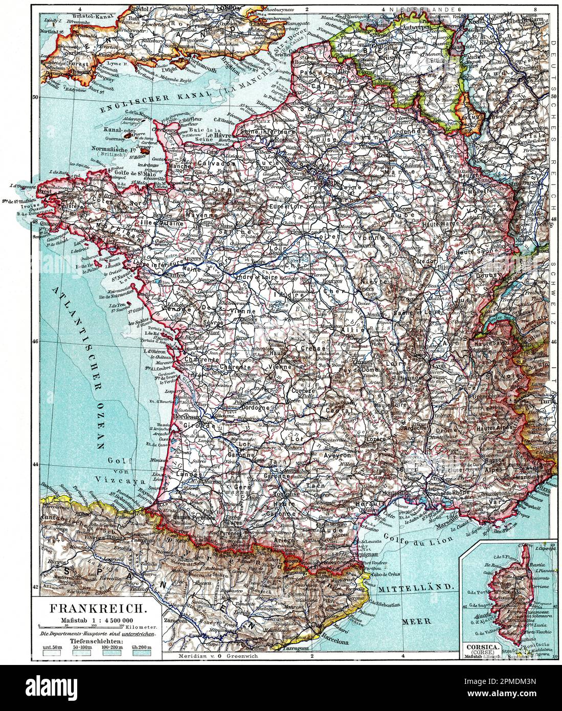 National Geographic Map Of France Map Of France Publication Of The Book Meyers Konversations Lexikon Volume 2 Leipzig Germany 1910 2PMDM3N