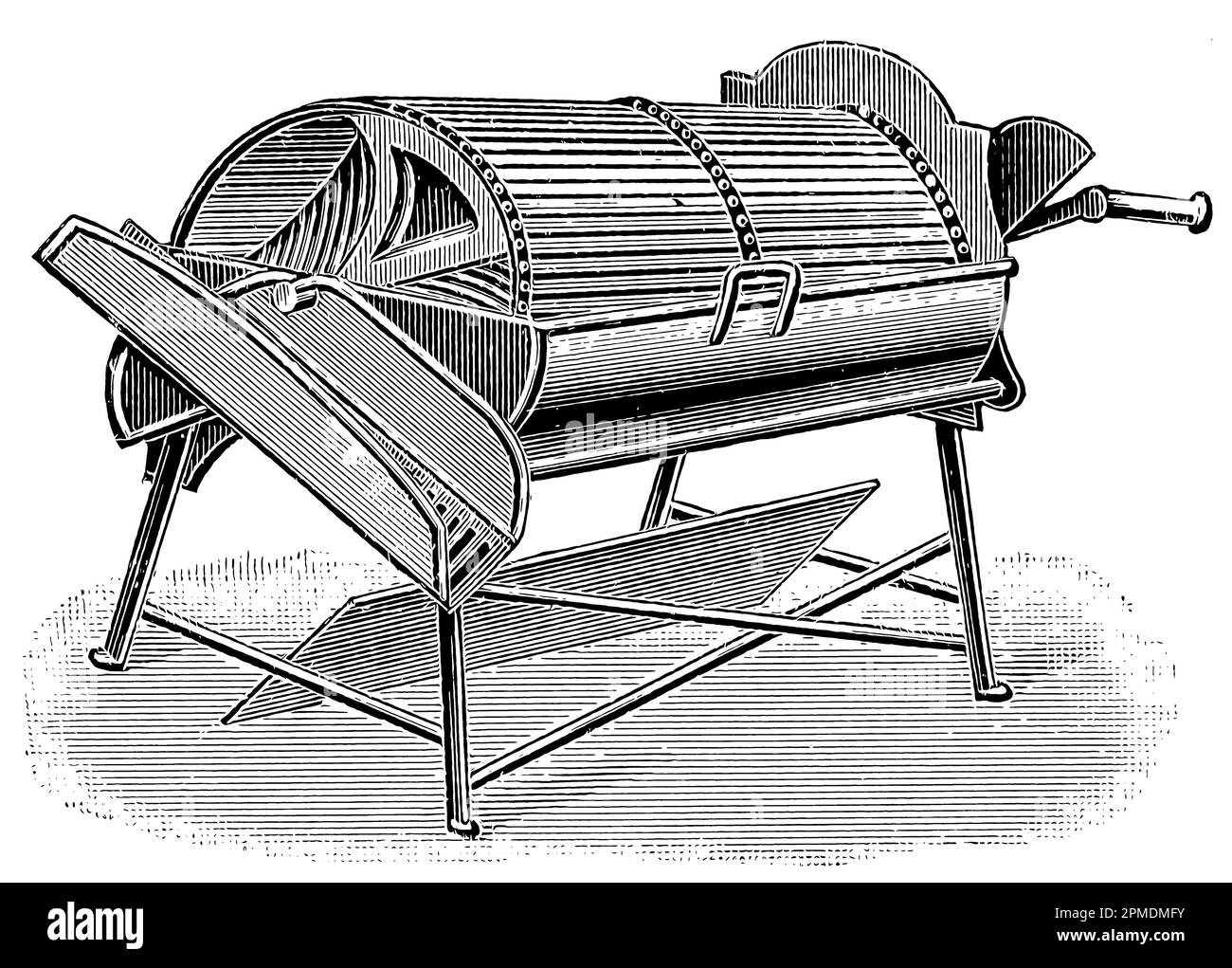 Potato and beet washing machine. Publication of the book 'Meyers Konversations-Lexikon', Volume 2, Leipzig, Germany, 1910 Stock Photo