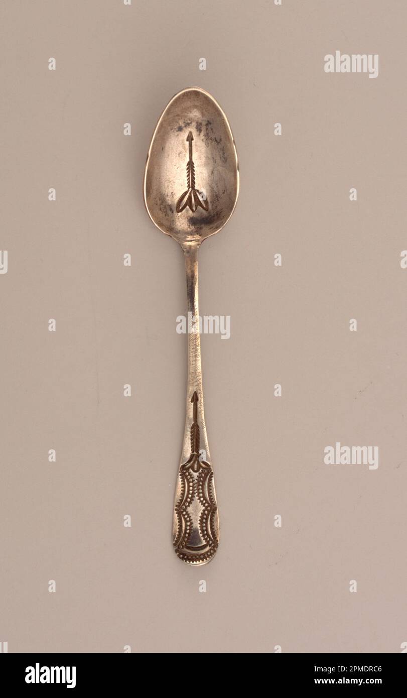 Spoon (possibly Mexico); silver; L x W x D: 11.9 x 2.3 x 1.7 cm (4 11/16 x 7/8 x 11/16 in.) Stock Photo