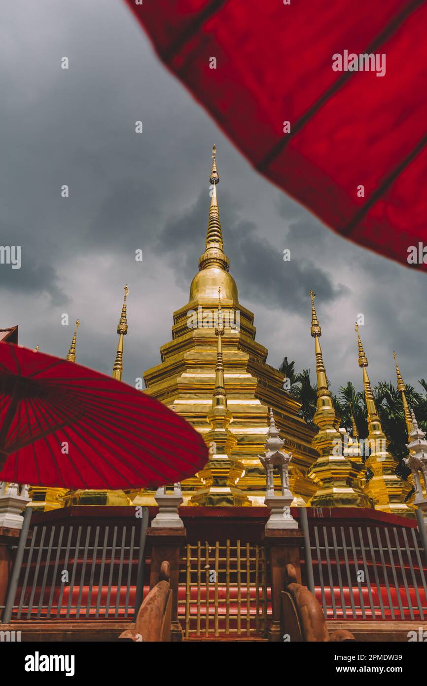 colourful temple, chiang mai, thailand. Stock Photo