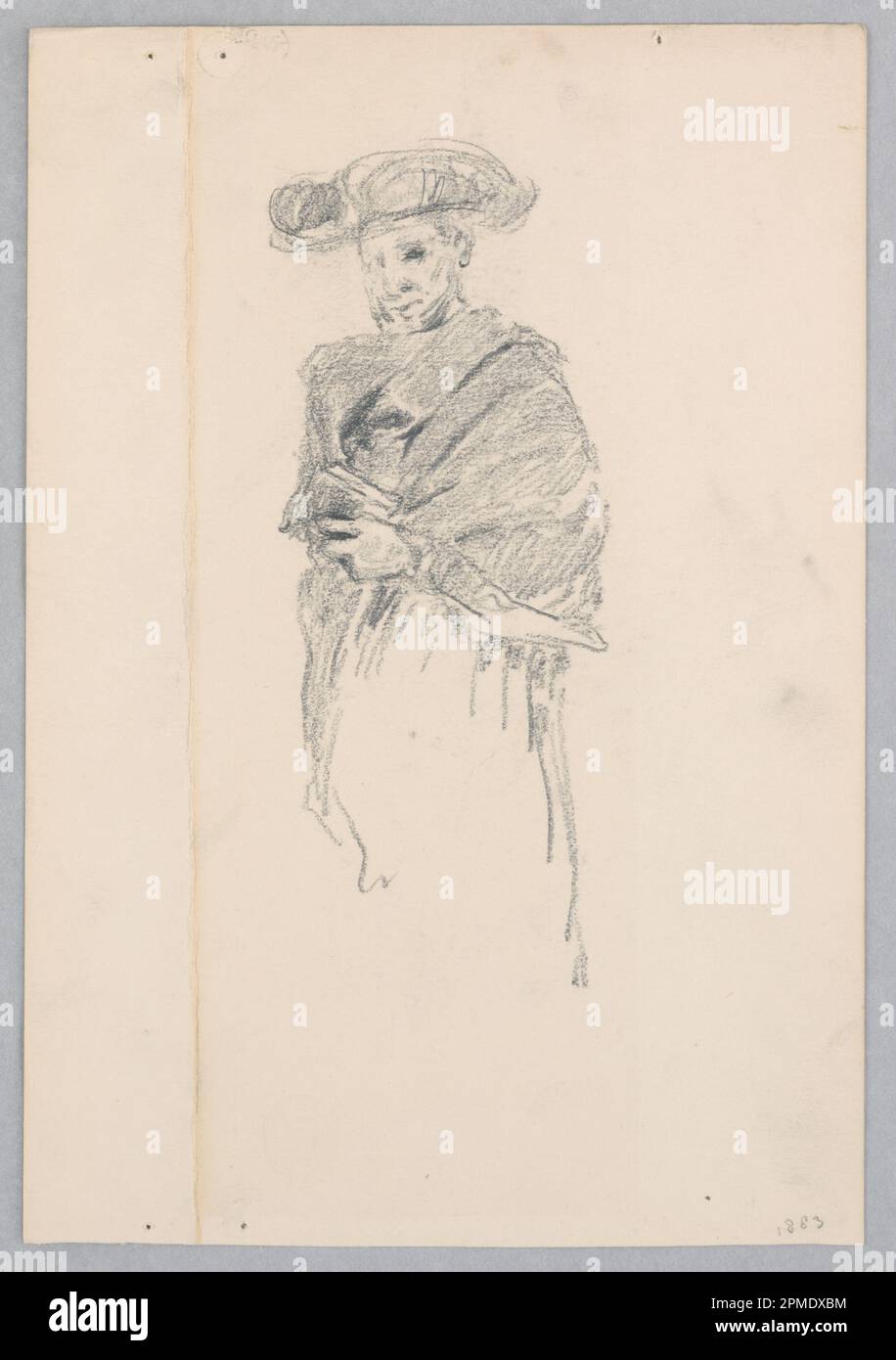 Drawing, Man; Robert Frederick Blum (American, 1857–1903); USA; graphite, pastel crayon on wove paper; 25 × 17.3 cm (9 13/16 × 6 13/16 in.) Stock Photo