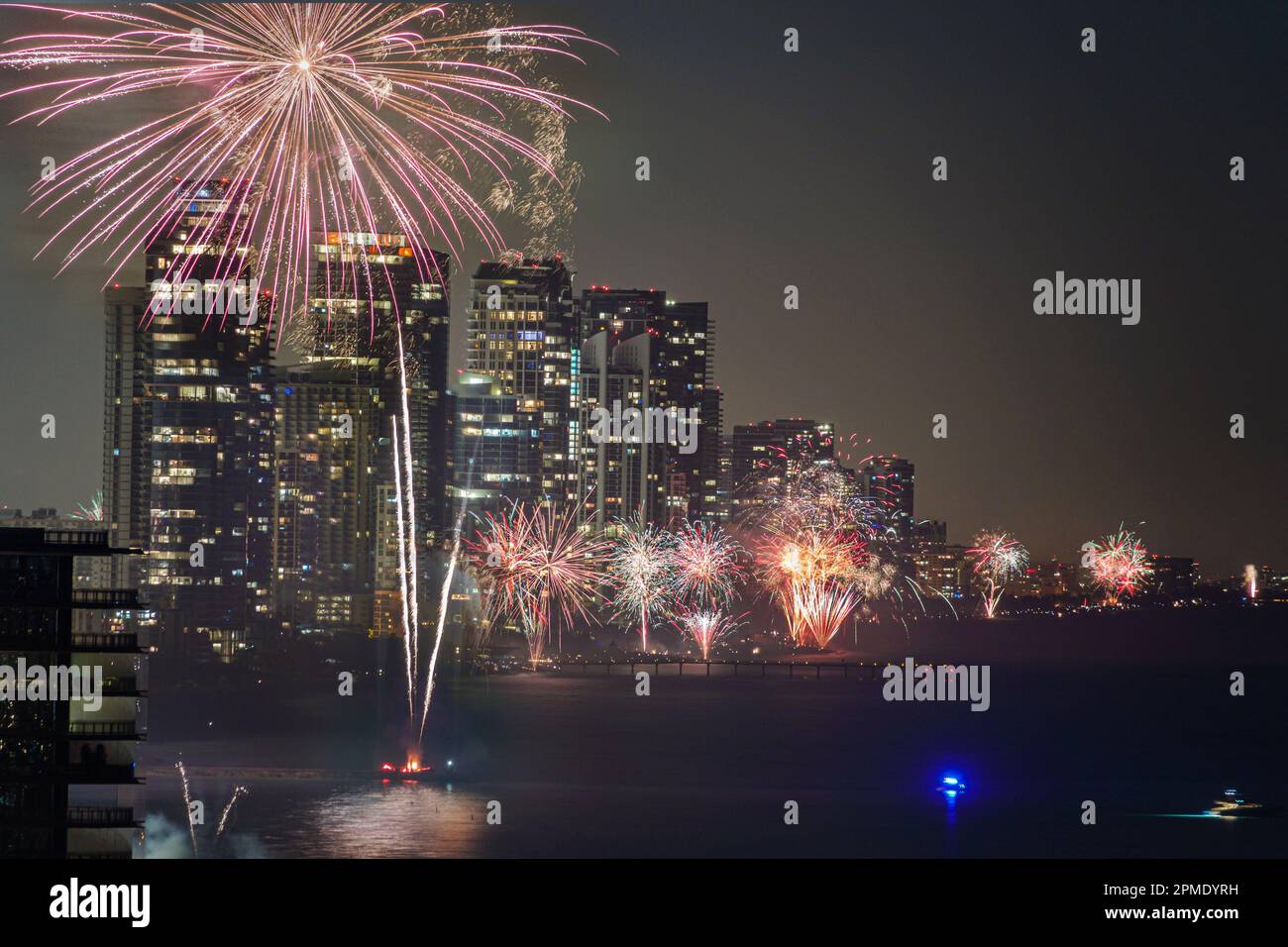 Sunny Isles Beach Miami Florida,New Year's Eve fireworks display burst