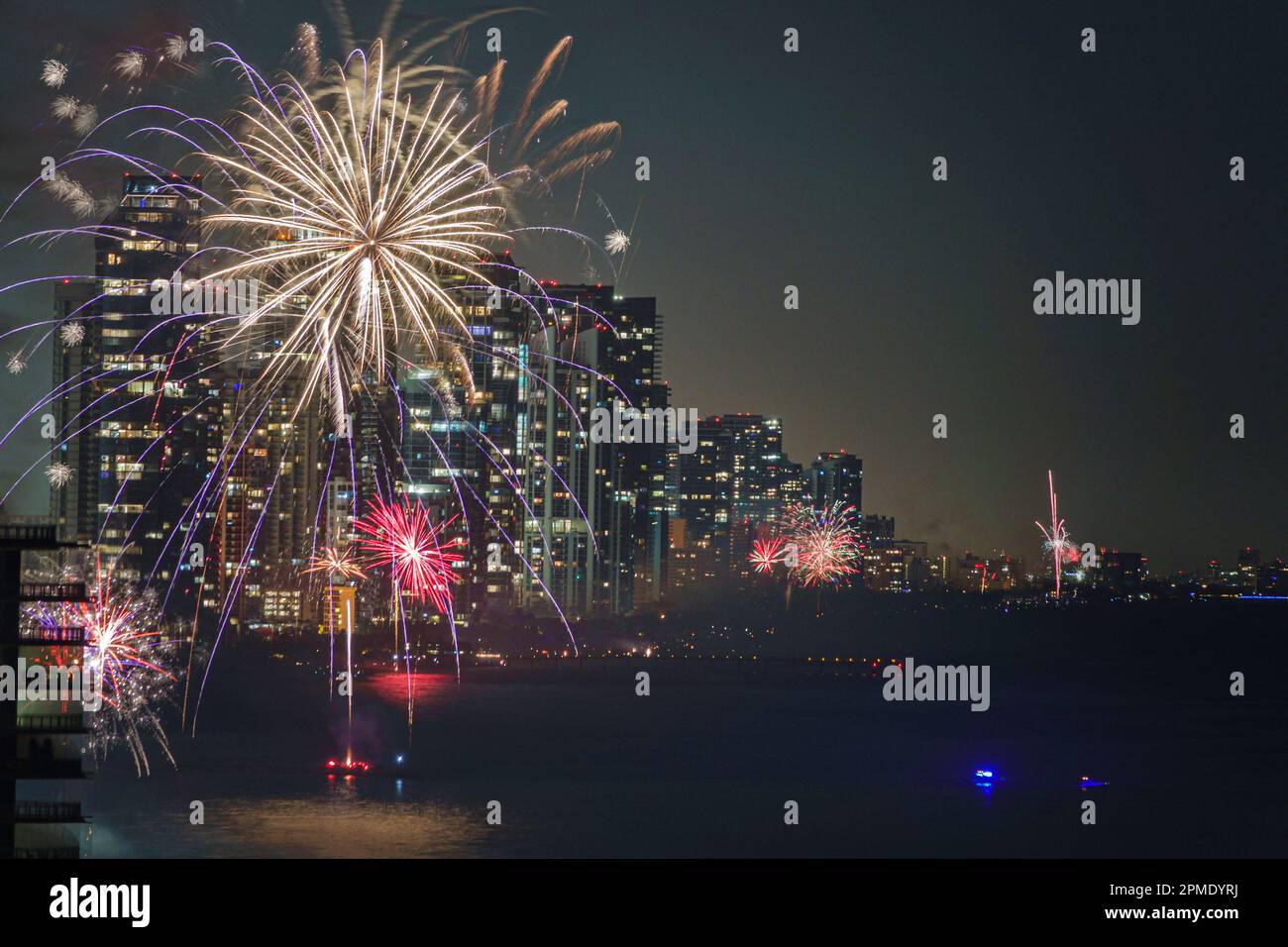 Sunny Isles Beach Miami Florida,New Year's Eve fireworks display burst