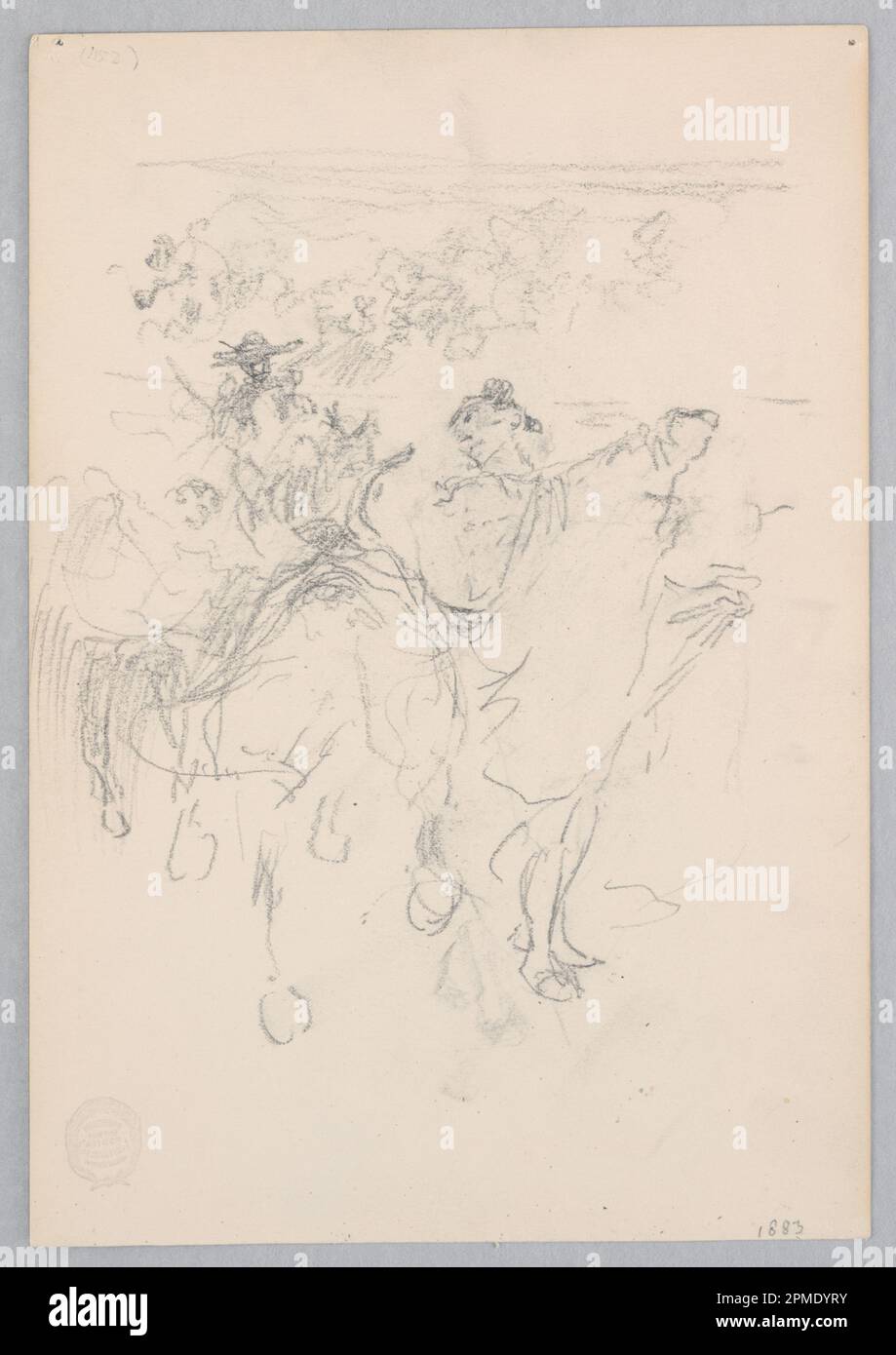 Drawing, Men on horseback; Robert Frederick Blum (American, 1857–1903); USA; graphite on wove paper; 25 × 17.3 cm (9 13/16 × 6 13/16 in.) Stock Photo