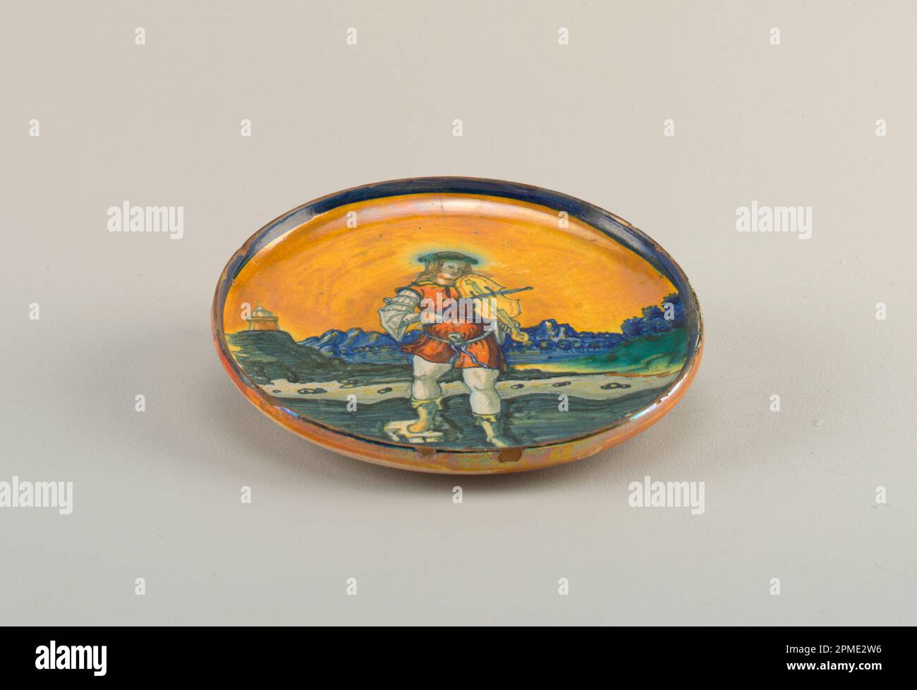 Coppa Plate; Italy; tin-glazed earthenware (maiolica), overglaze lustre Stock Photo