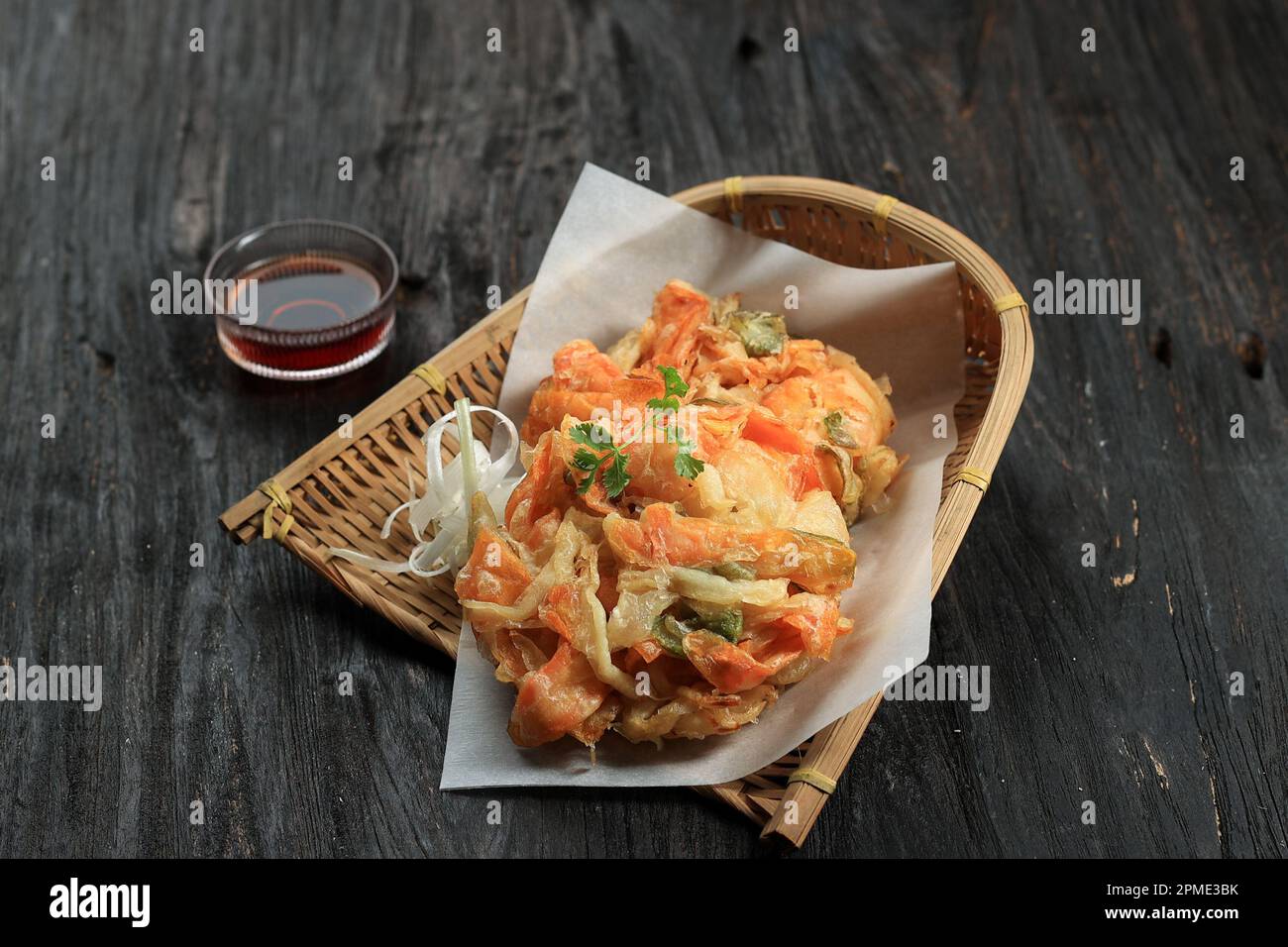 Kakiage, Deep Fried Vegetables and Tempura Sauce. Japanese Food Stock