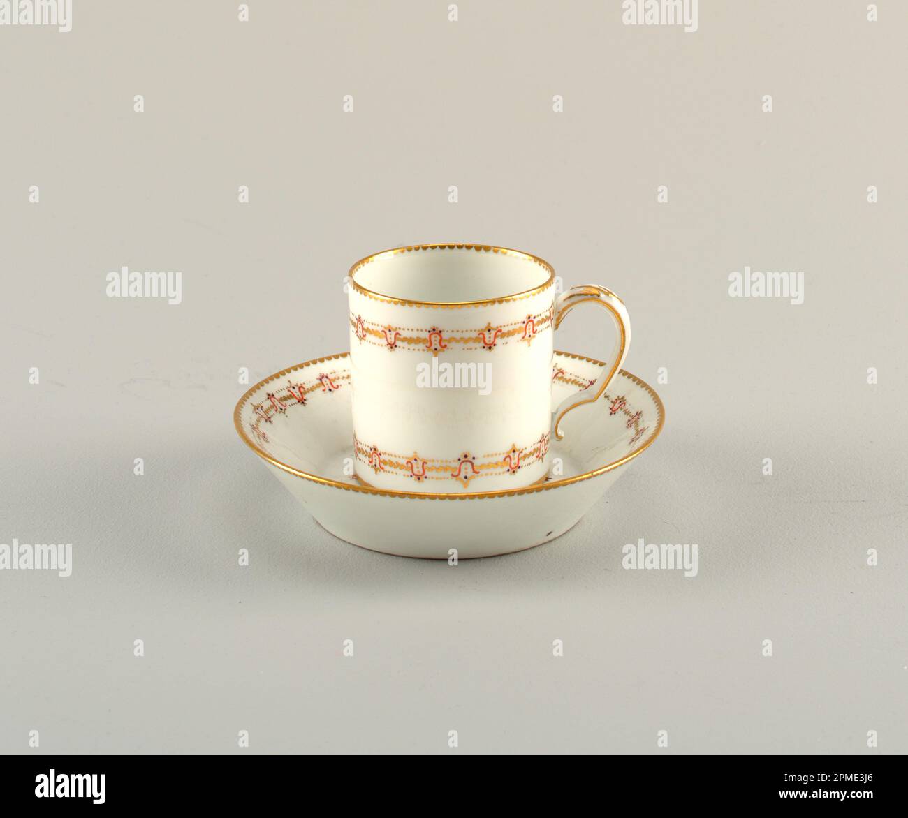 Cup And Saucer (France); Probably Sèvres Porcelain Manufactory (France); Decorated by Vieillard; glazed and gilt porcelain Stock Photo