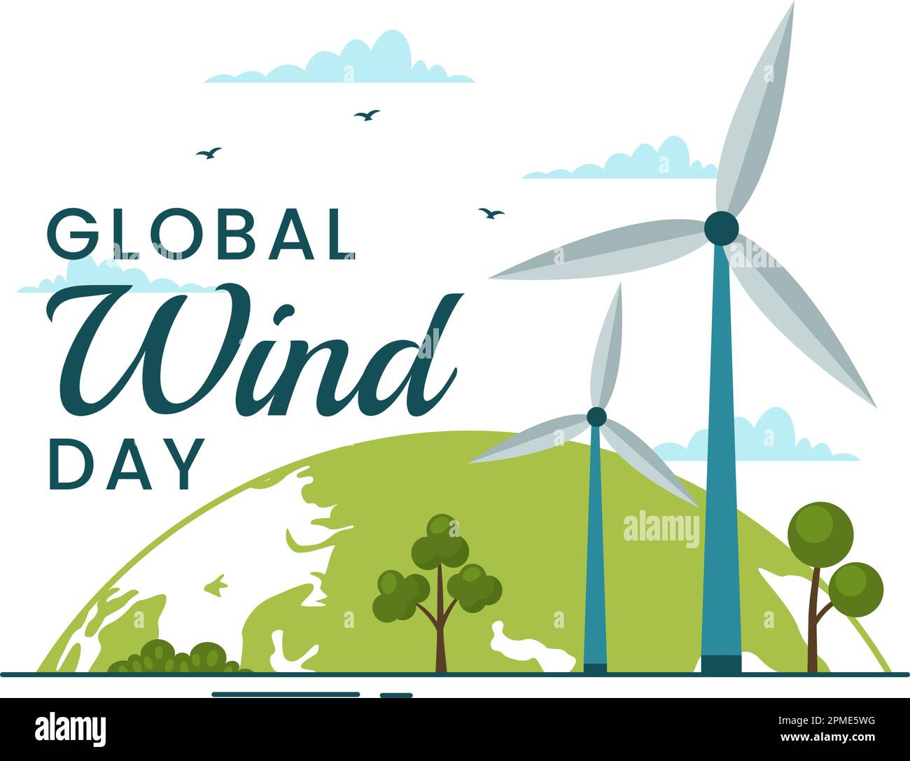 Global Wind Day Vector Illustration on June 15 with Earth Globe and