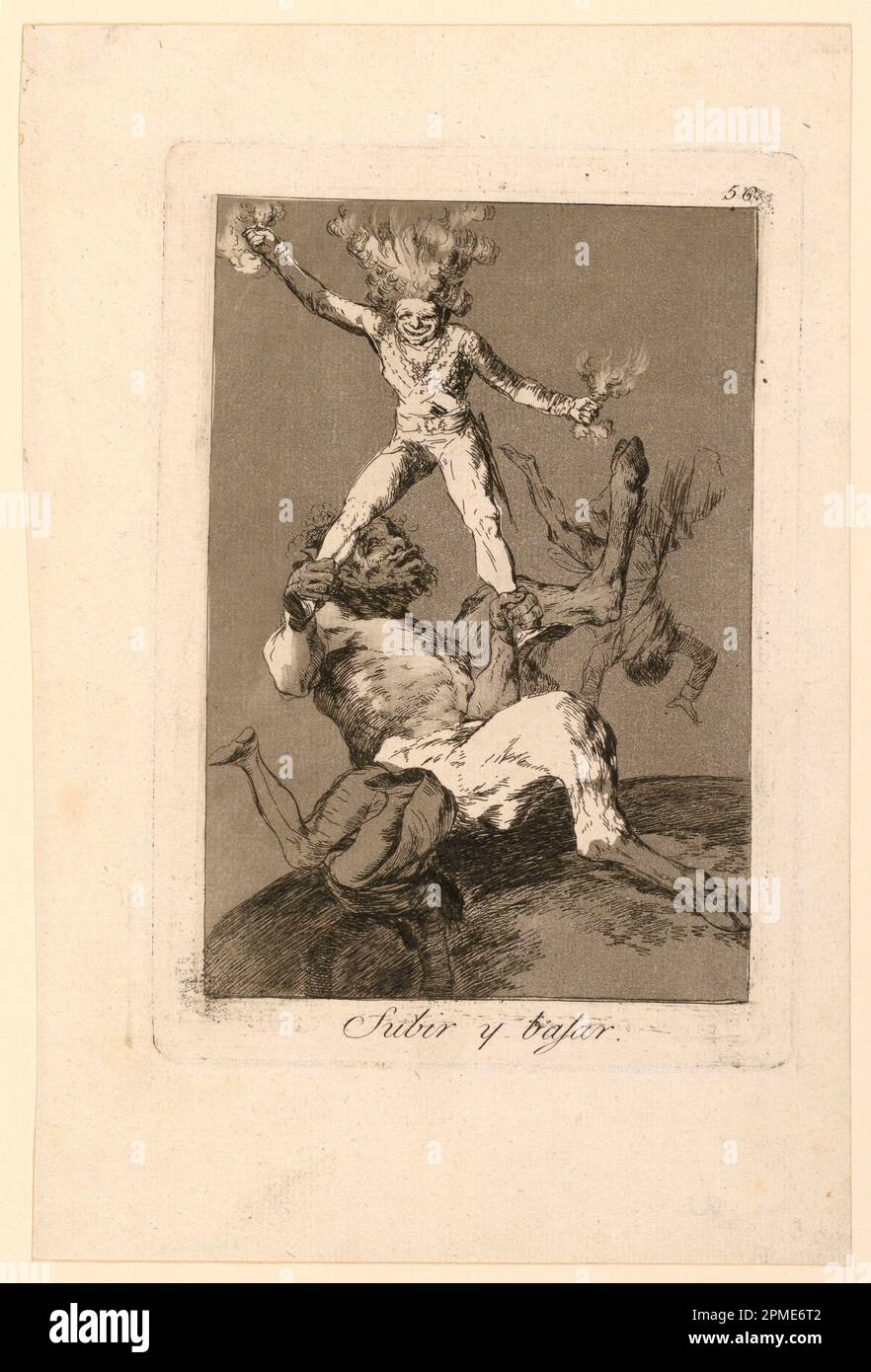 Print, Subir y Bajar (Up and Down); Print Maker: Francisco Goya (De Goya y Lucientes) (Spanish, 1746–1828); etching and aquatint on paper; 1951-7-1 Stock Photo