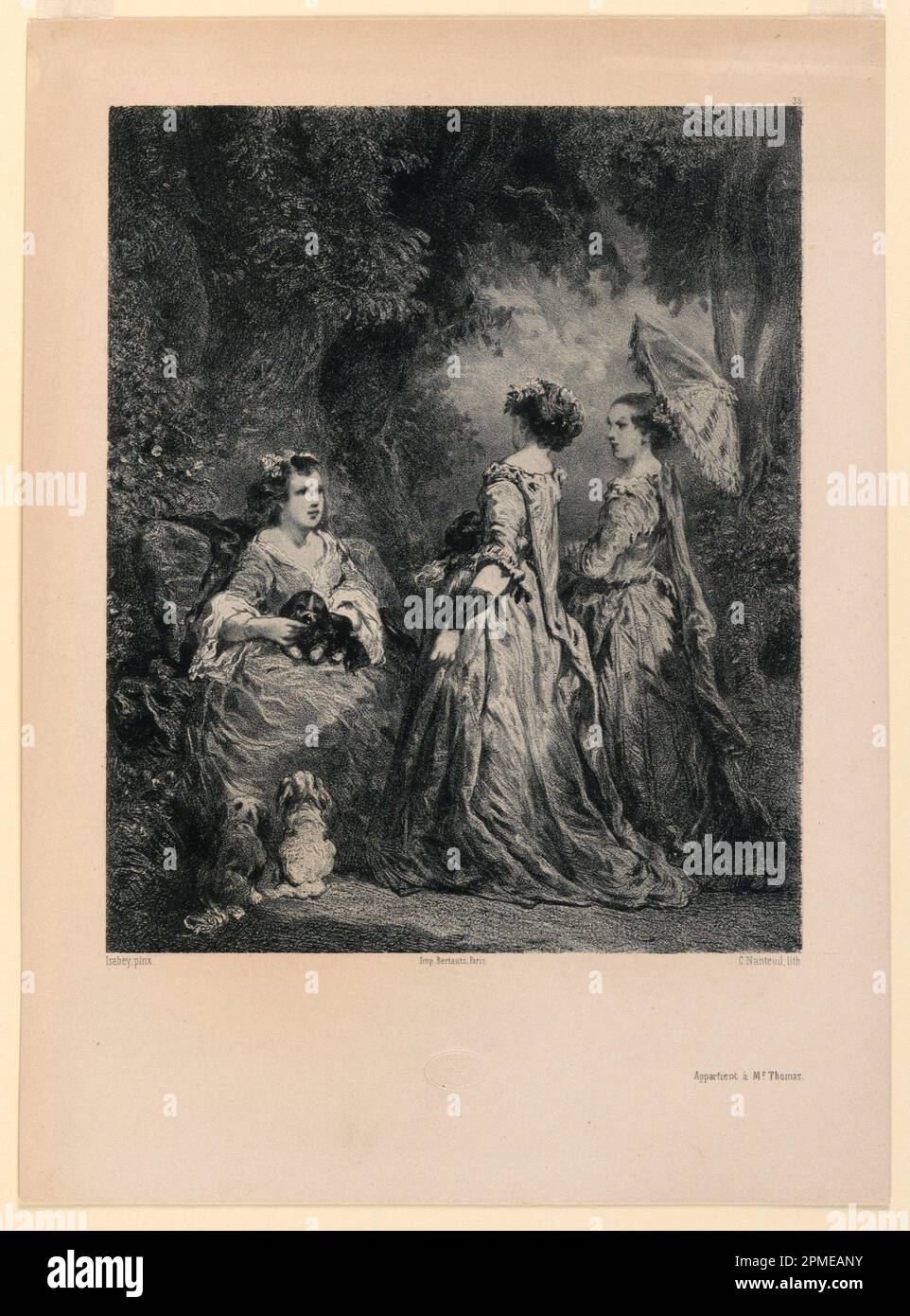 Print, In the Woods (La Causerie); France; lithography on paper; 19.8 × 16.2 cm (7 13/16 × 6 3/8 in.); 1896-31-114 Stock Photo