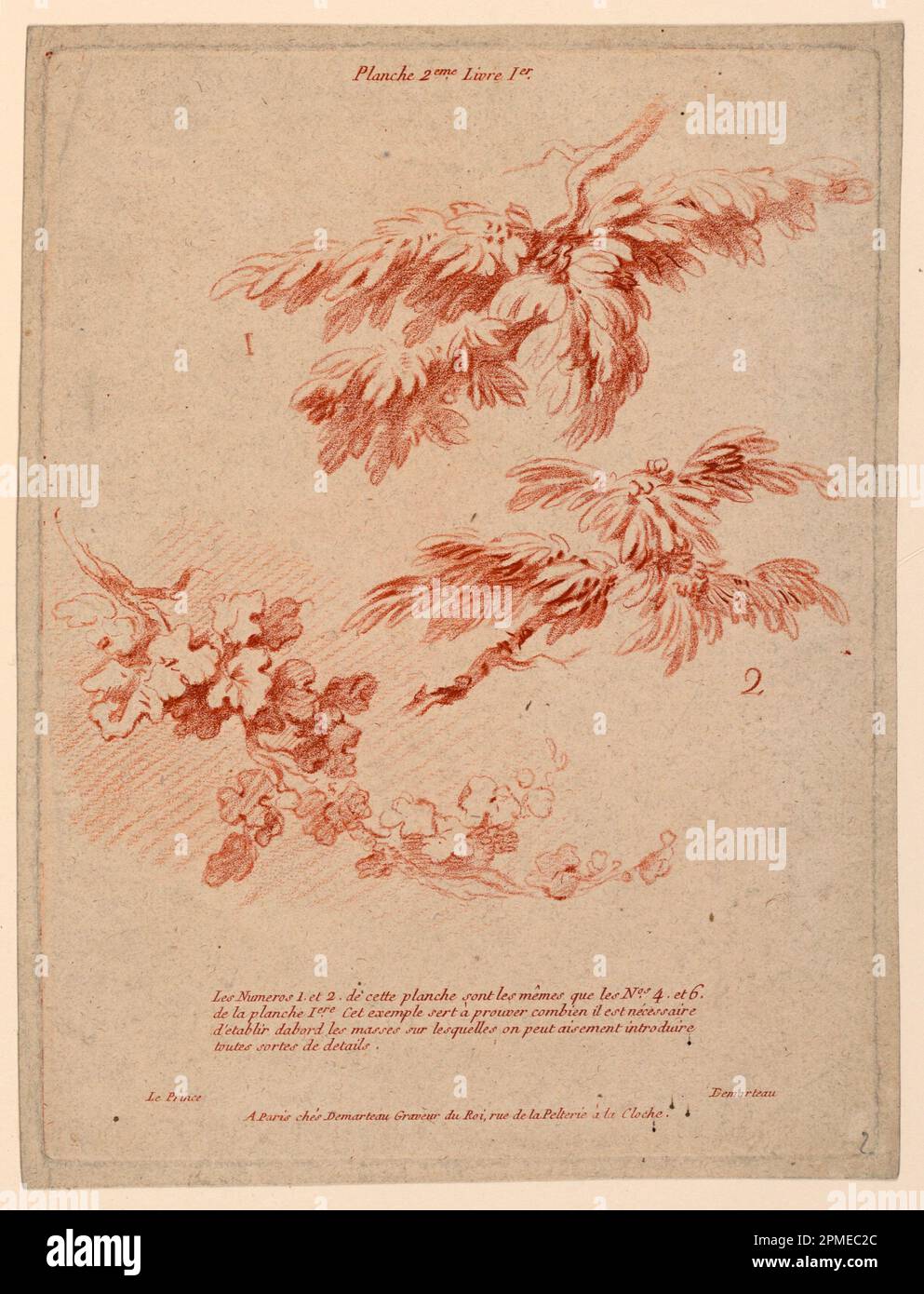 Print, Plate 2 from Livre Ier, Principes du dessin dans le genre du