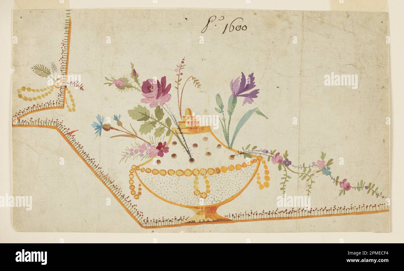 Drawing, Design for Embroidered Waistcoat, pattern 1600 of the Fabrique ...