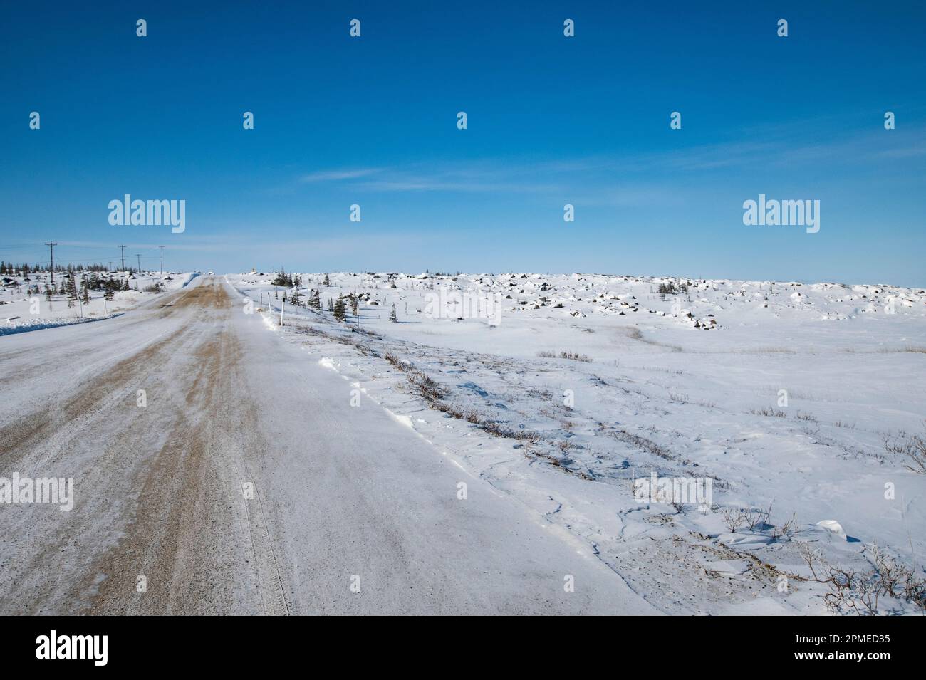 Road in Churchill, Manitoba, Canada Stock Photo