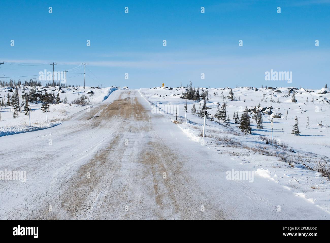 Road in Churchill, Manitoba, Canada Stock Photo
