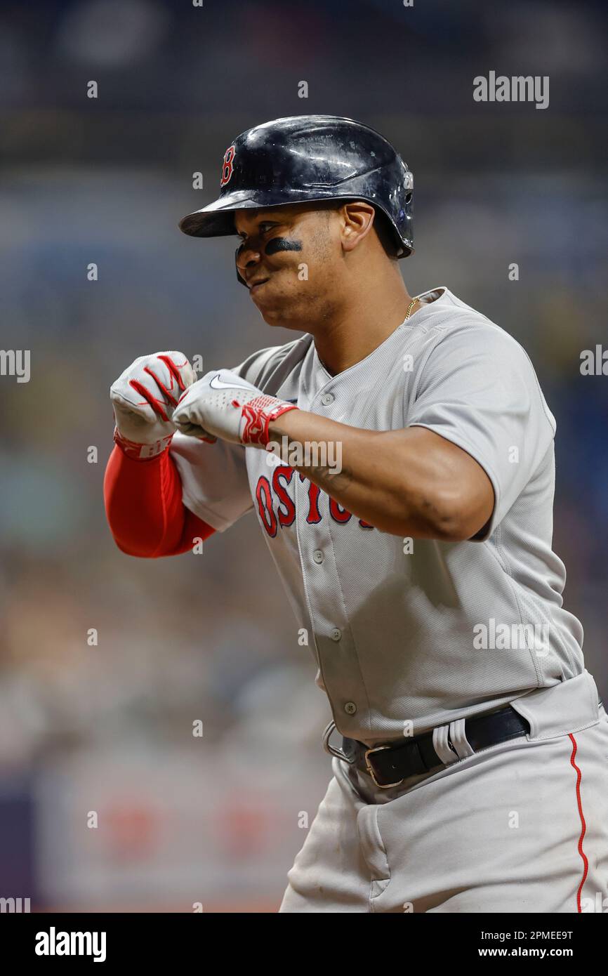 April 27, 2022, TORONTO, ON, CANADA: Boston Red Sox first baseman Bobby  Dalbec (29) and third baseman Rafael Devers (11) celebrate after defeating  the Toronto Blue Jays in MLB baseball action in