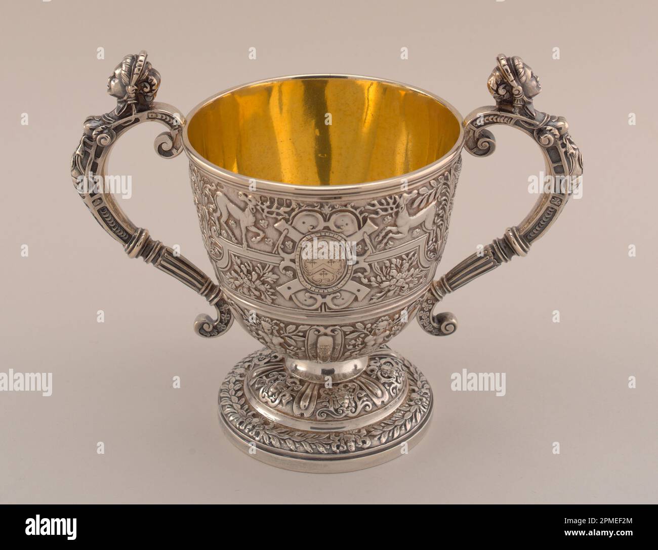 Two-handled Cup; silver; Overall: 16.5 x 21 x 11.3 cm (6 1/2 x 8 1/4 x 4 7/16 in.) Stock Photo