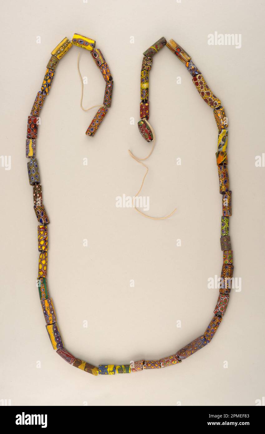 Beads (Ghana); millefiori glass, raffia Stock Photo