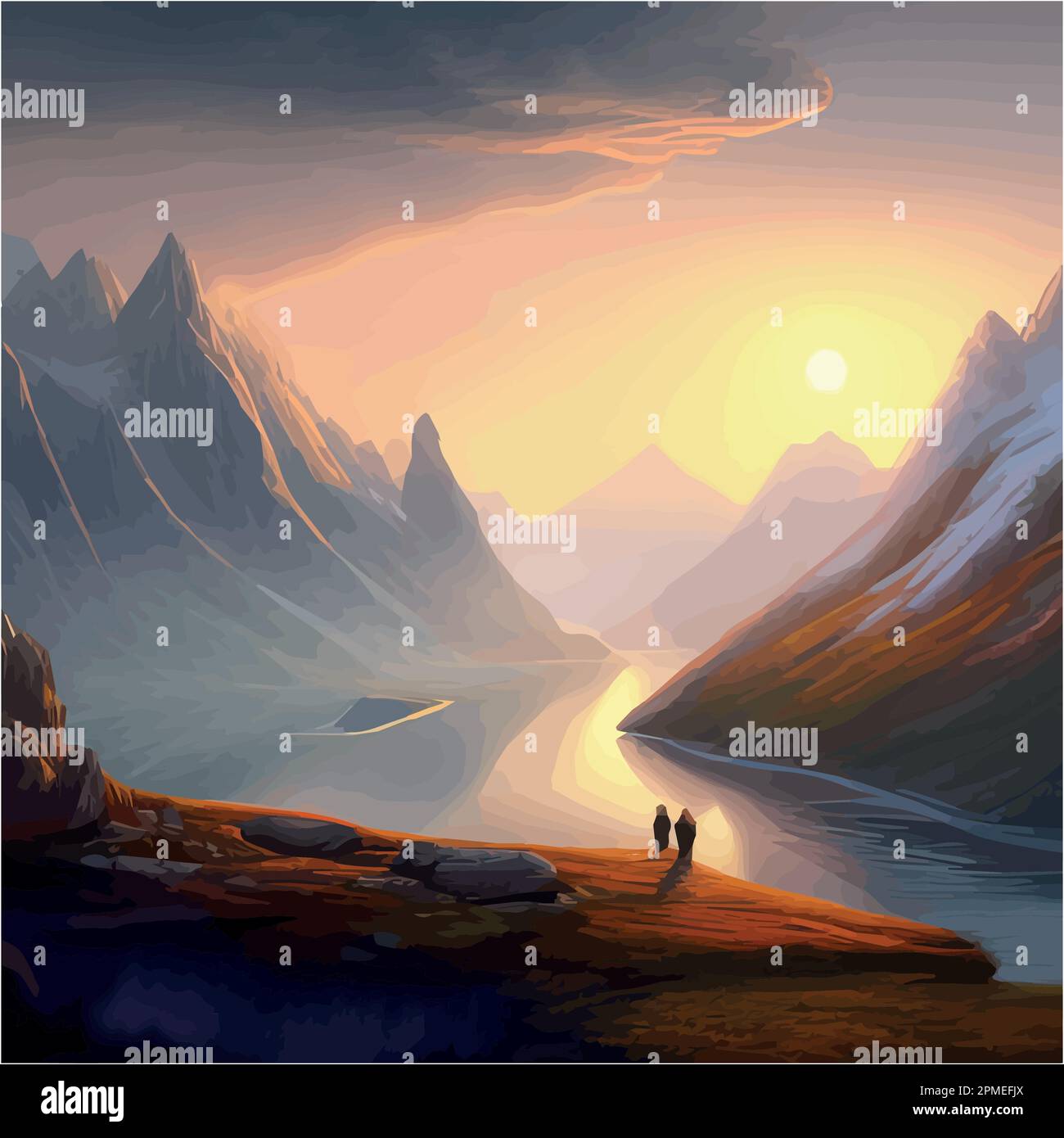 Foggy alps Stock Vector Images - Alamy