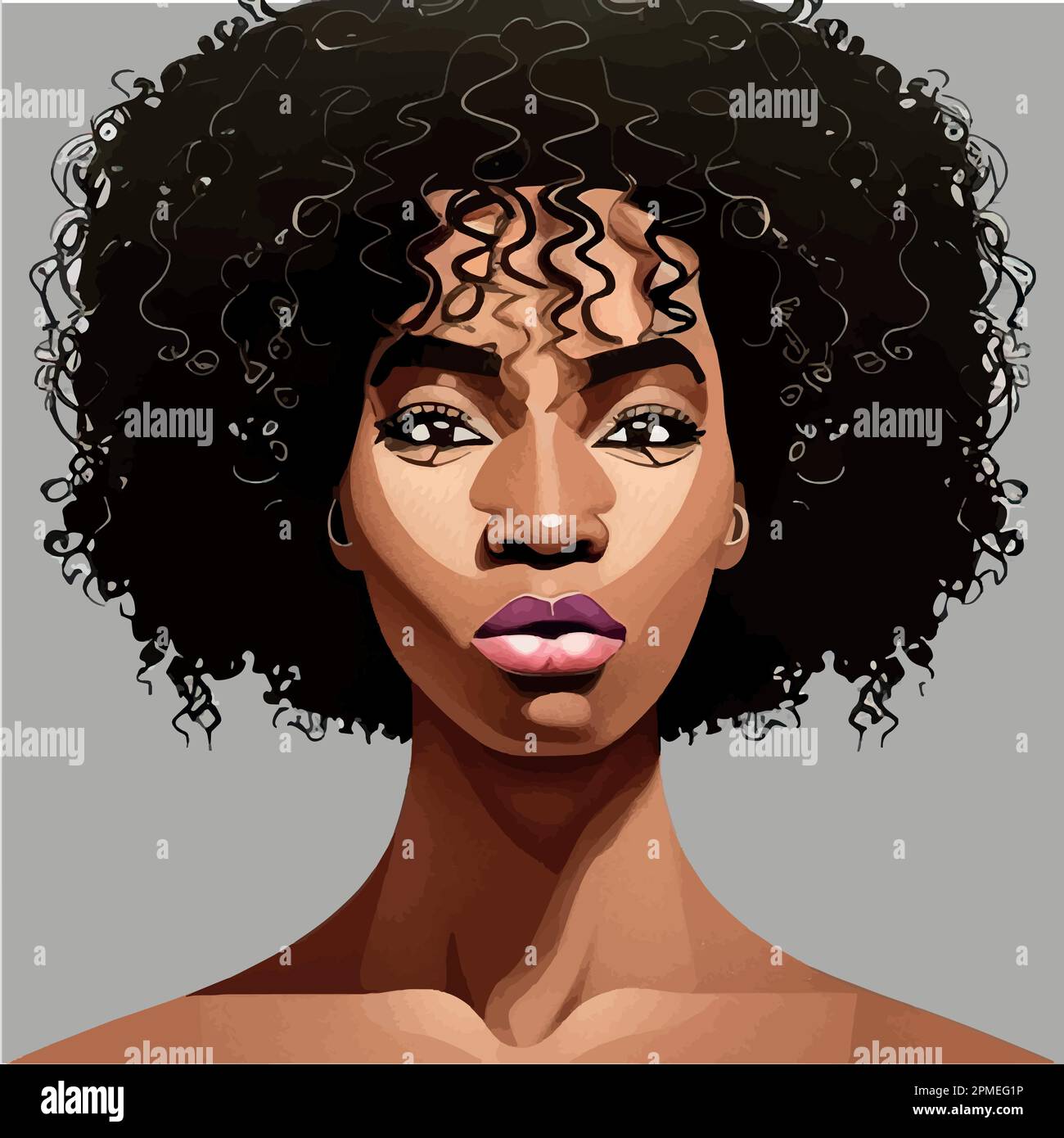Black Afro African American girl woman lady vector illustration ...