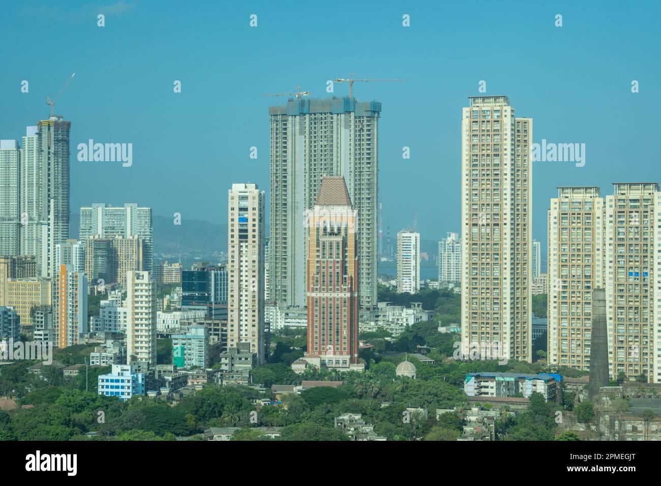 Aerial panoramic view of Mumbai's richest business district and