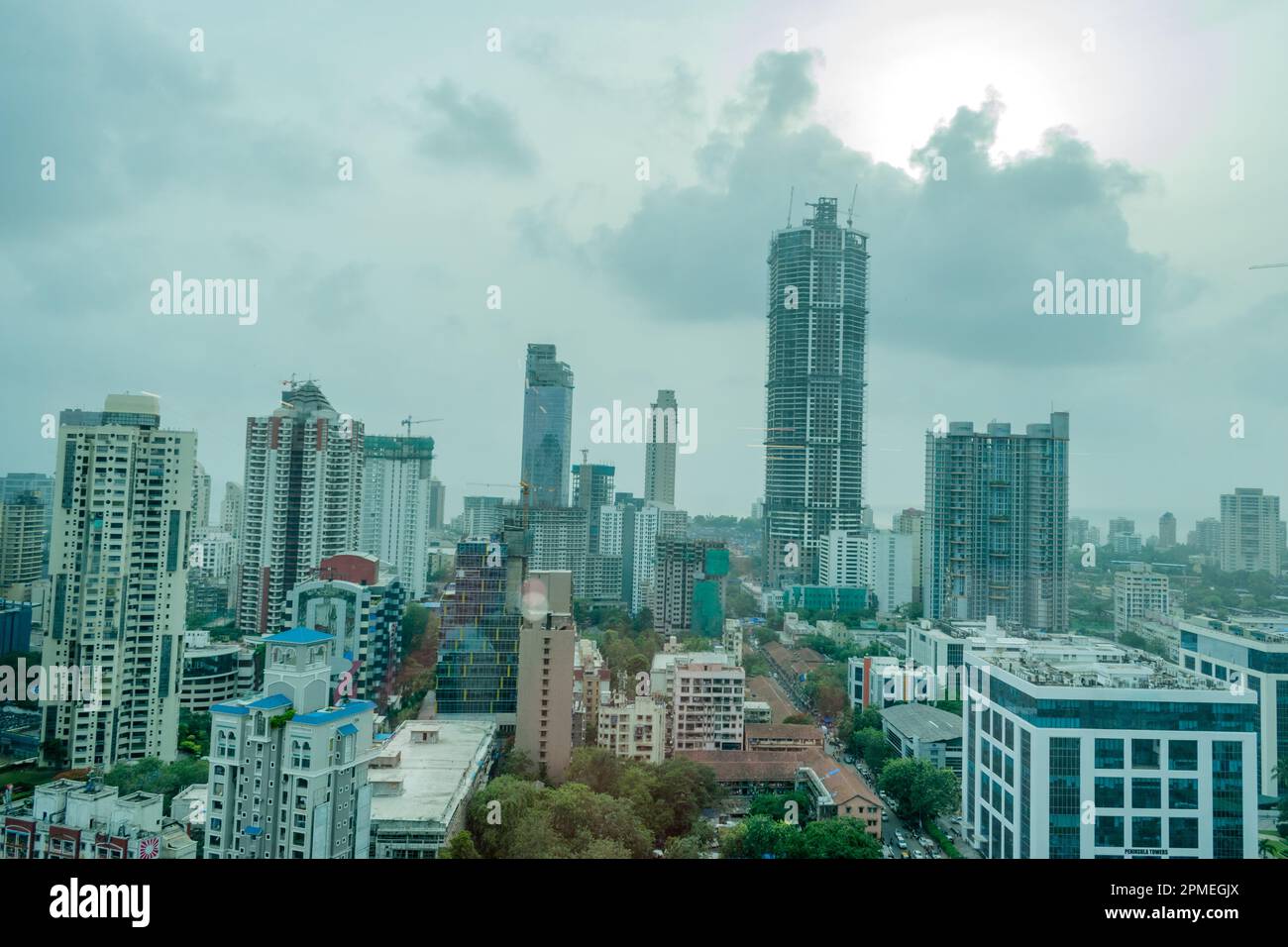 Aerial panoramic view of Mumbai's richest business district and