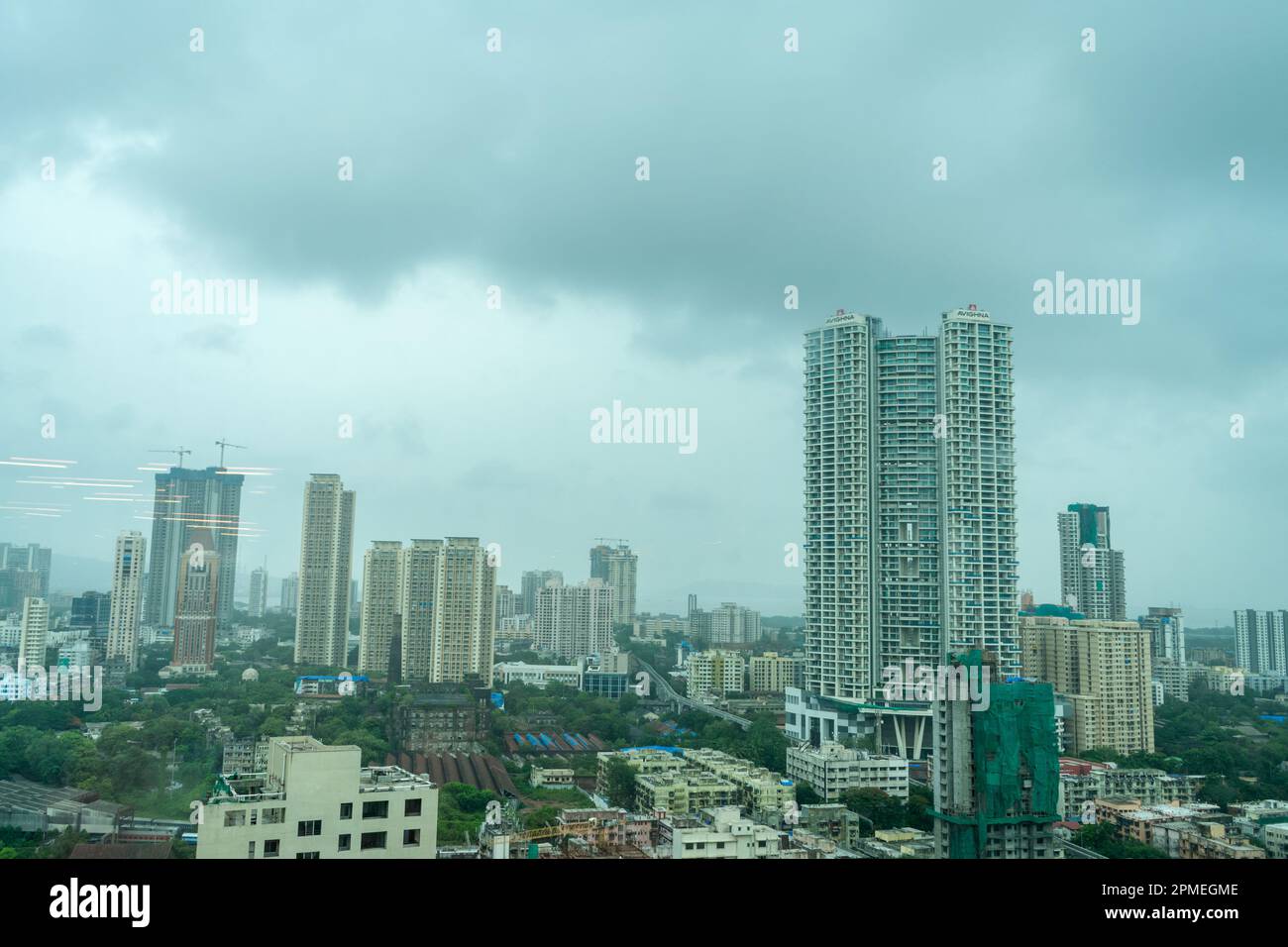 Aerial panoramic view of Mumbai's richest business district and