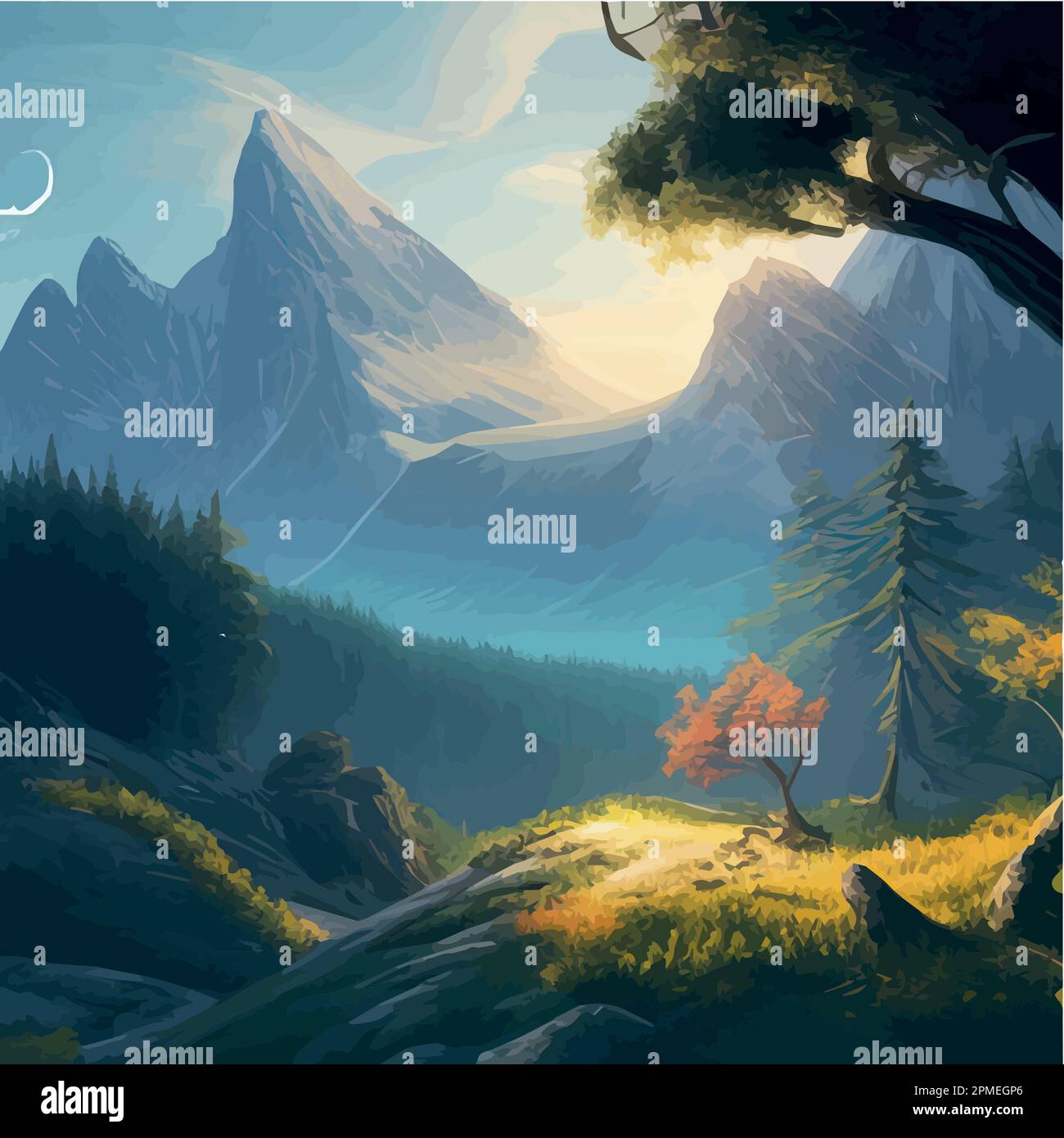 Foggy alps Stock Vector Images - Alamy