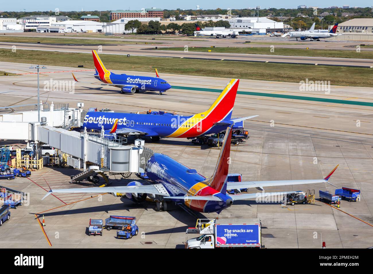 Dallas, United States – November 12, 2022: Southwest Airlines Boeing 737 airplanes at Dallas Love Field airport (DAL) in the United States. Stock Photo
